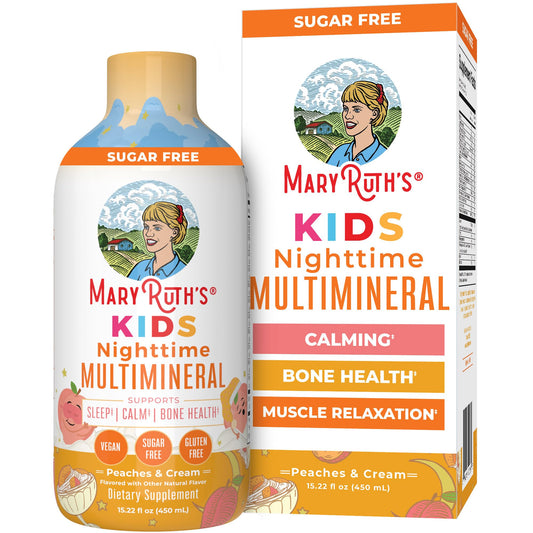 Front view of MaryRuth Organics Kids Nighttime Multimineral bottle
