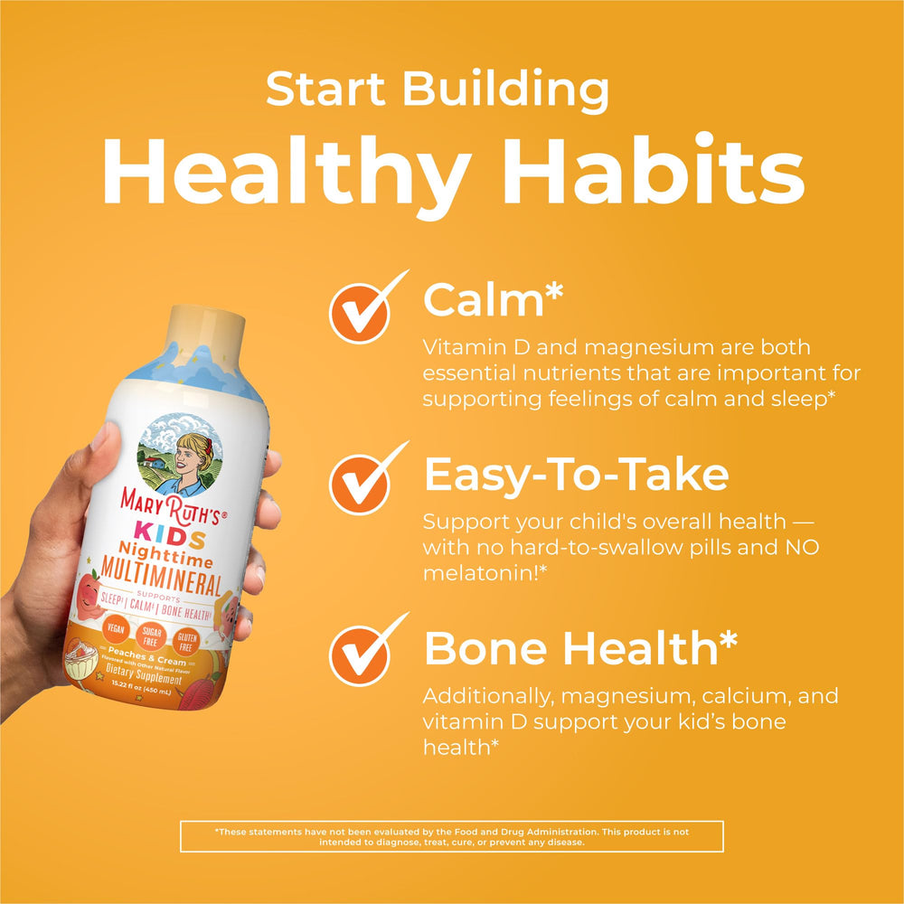 Peaches & Cream flavor illustration for MaryRuth Organics Kids Nighttime Multimineral