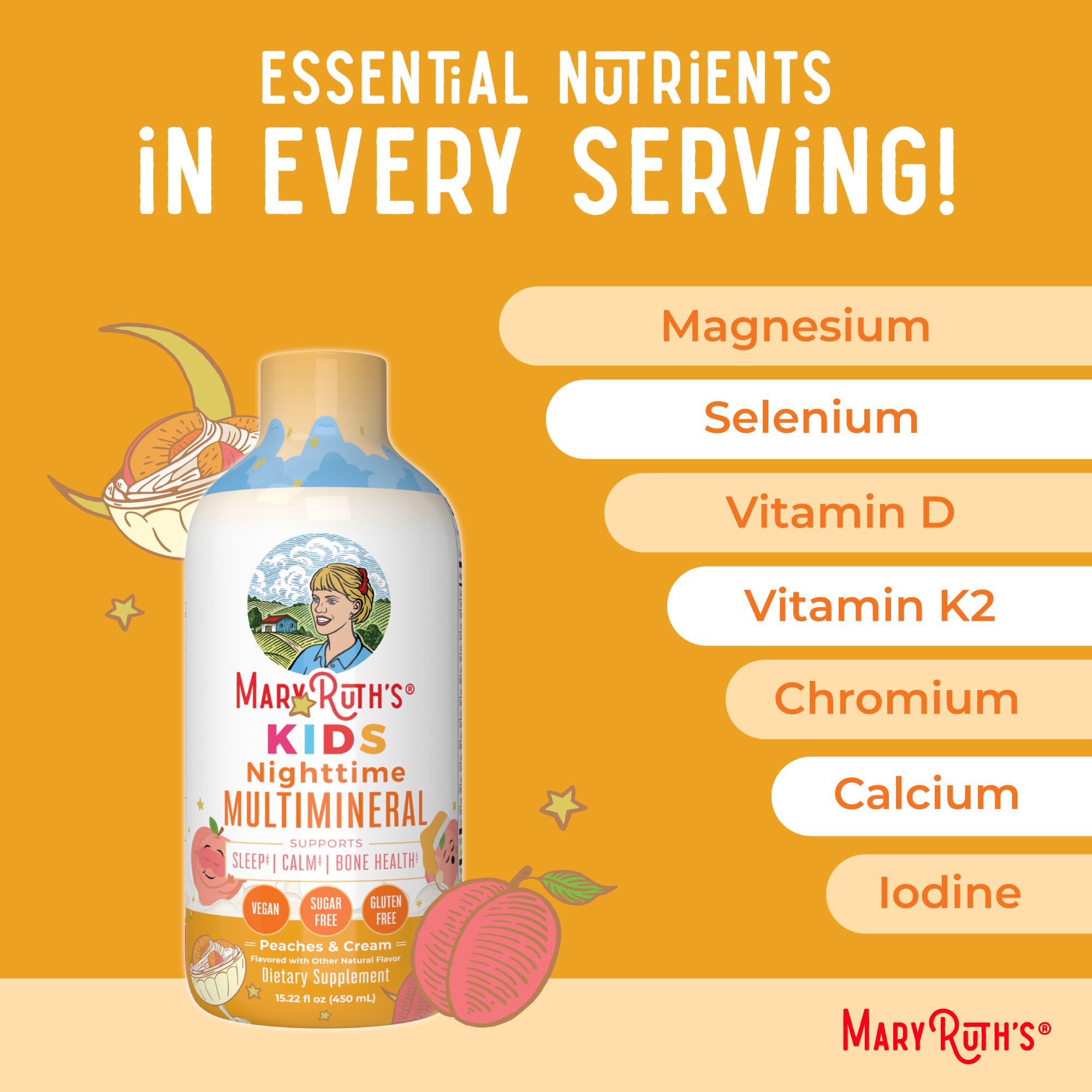 Vegan certification logo on MaryRuth Organics Kids Nighttime Multimineral
