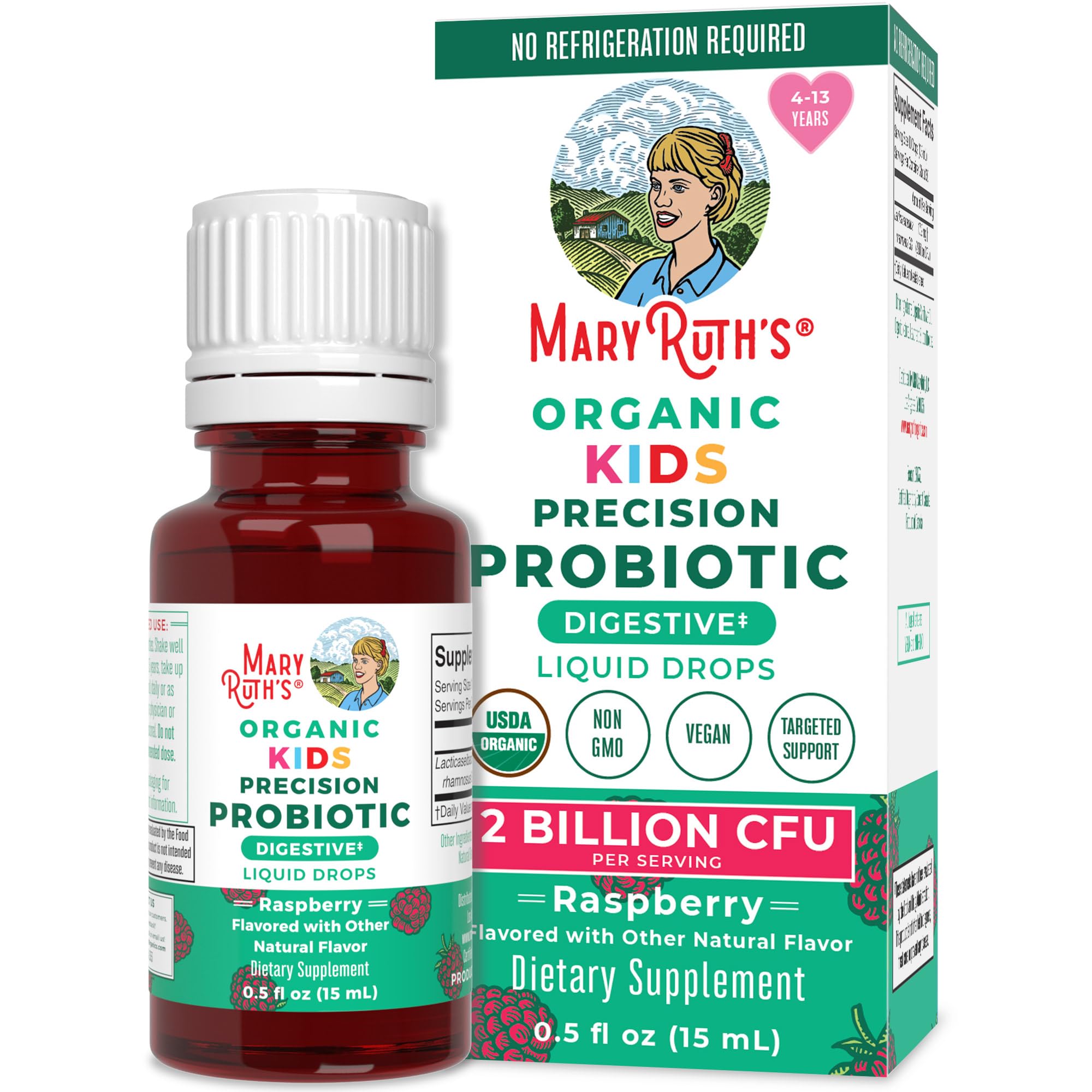 Front view of MaryRuth Organics Kids Probiotic Drops bottle