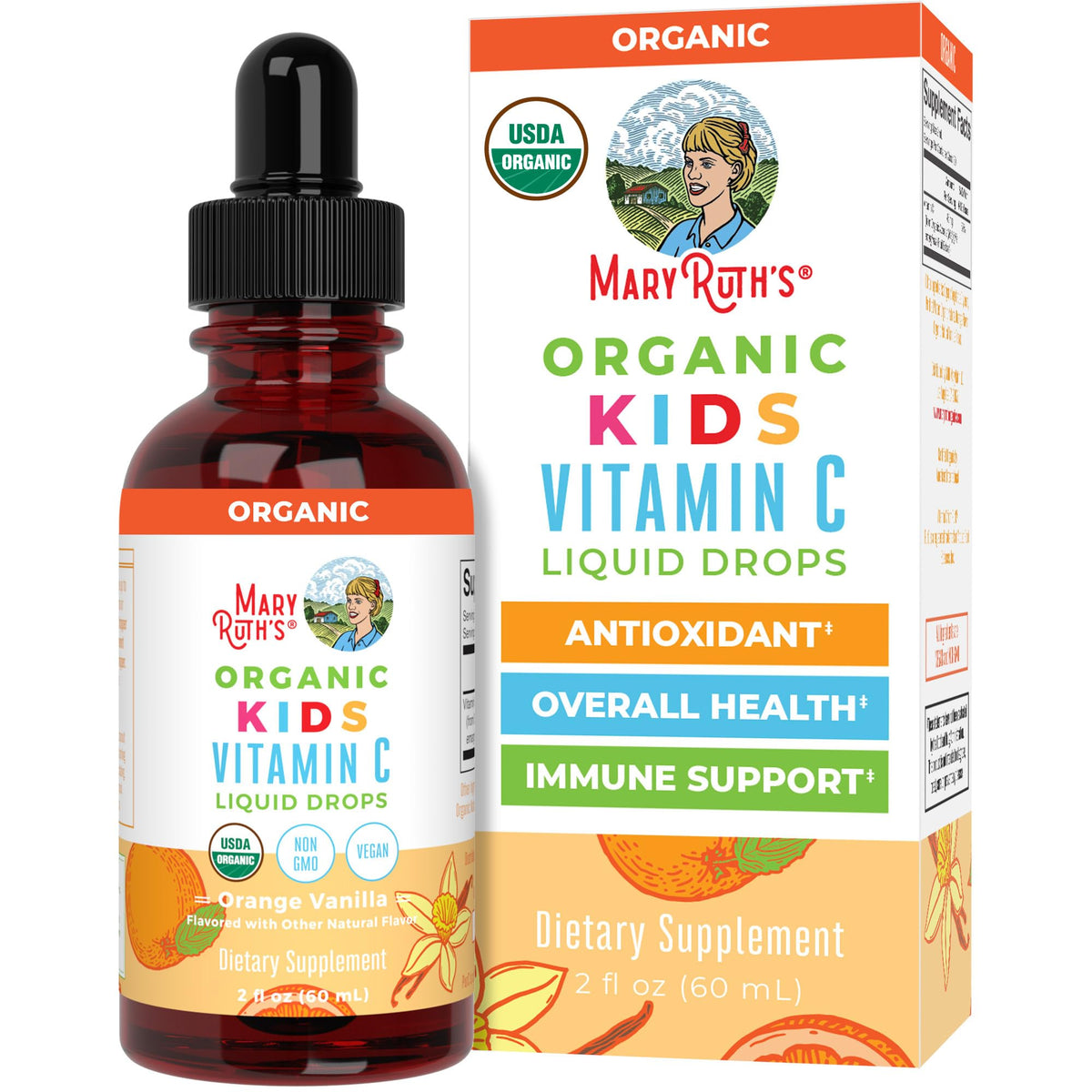 MaryRuth Organics Kids Vitamin C Drops bottle front view