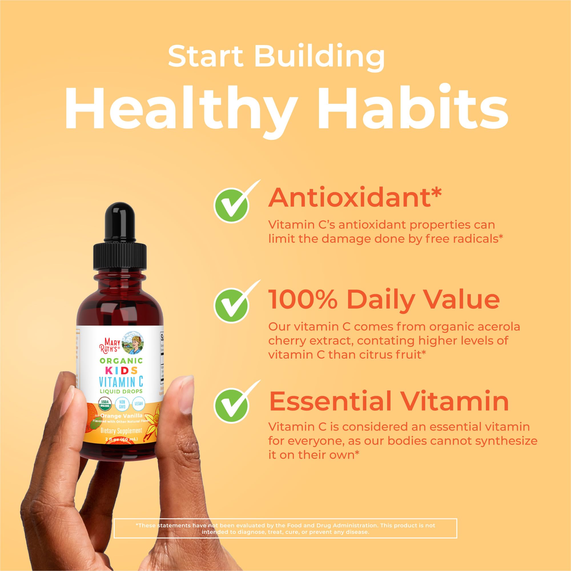 Ingredients panel featuring organic acerola fruit extract