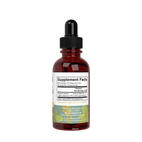Lemon balm liquid extract bottle placed near glass and surrounding setup