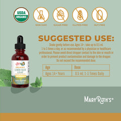 Close-up of Lemon Balm Leaf Liquid Extract dropper with liquid