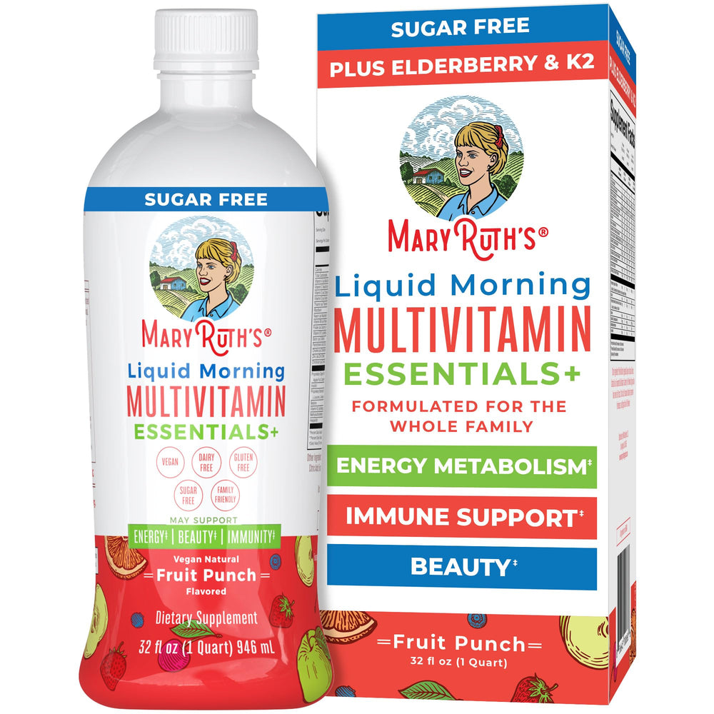 Bottle front view of MaryRuth Organics Liquid Morning Multivitamin Essentials+