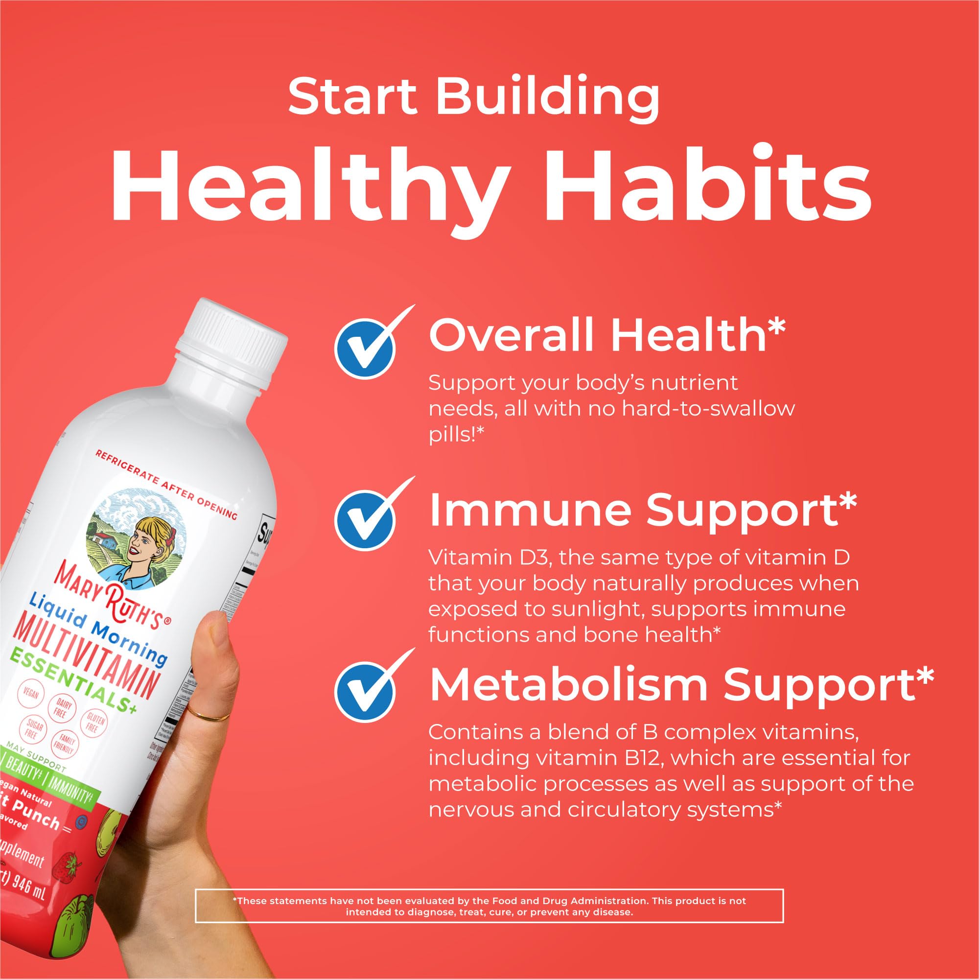 Daily dosage guidance for MaryRuth Essentials Plus liquid multivitamin