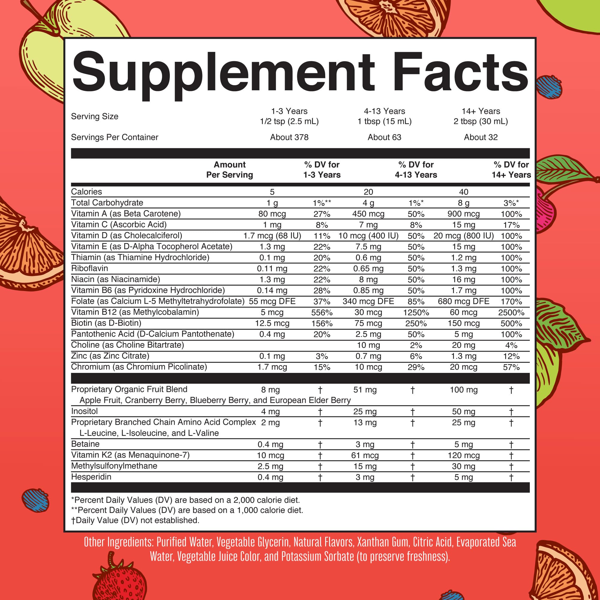 MaryRuth Essentials Plus strawberry flavor liquid multivitamin bottle