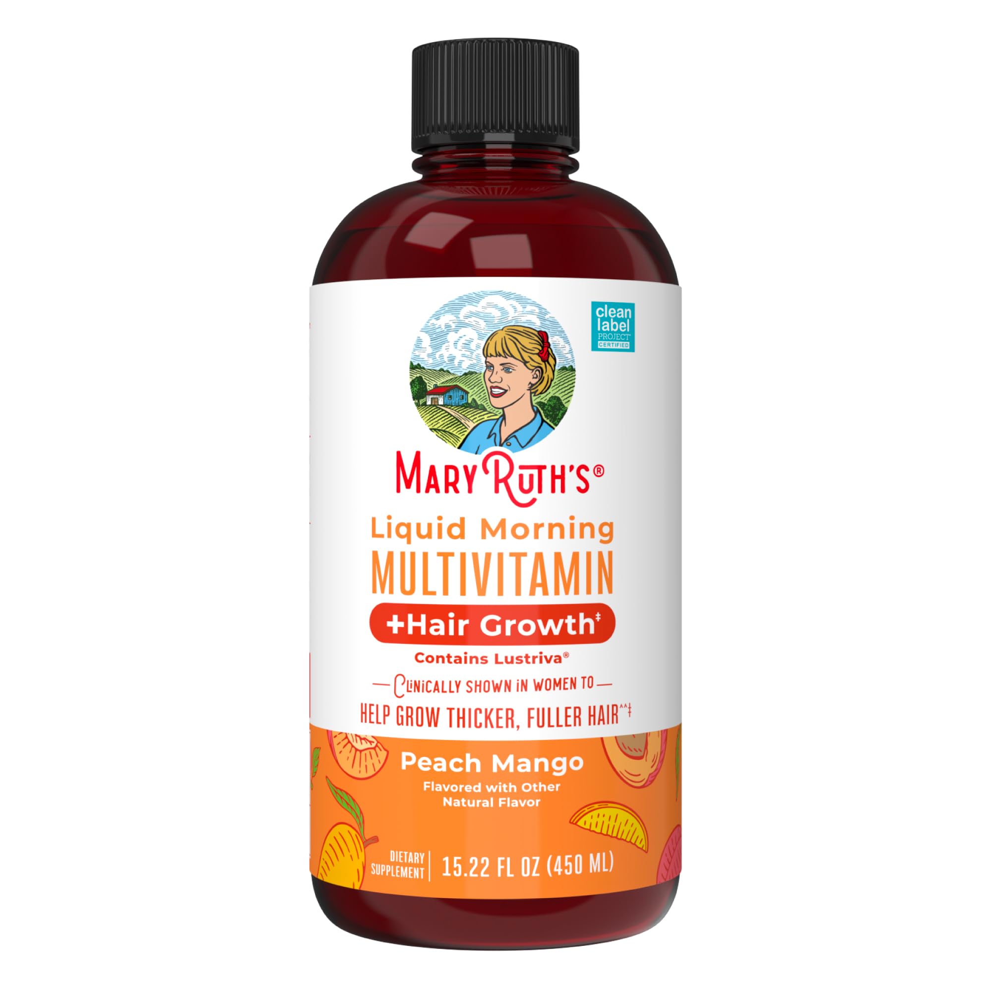 MaryRuth Organics Liquid Multivitamin plus Hair Growth bottle close-up