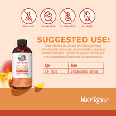 Liquid multivitamin bottle with flavor peach mango