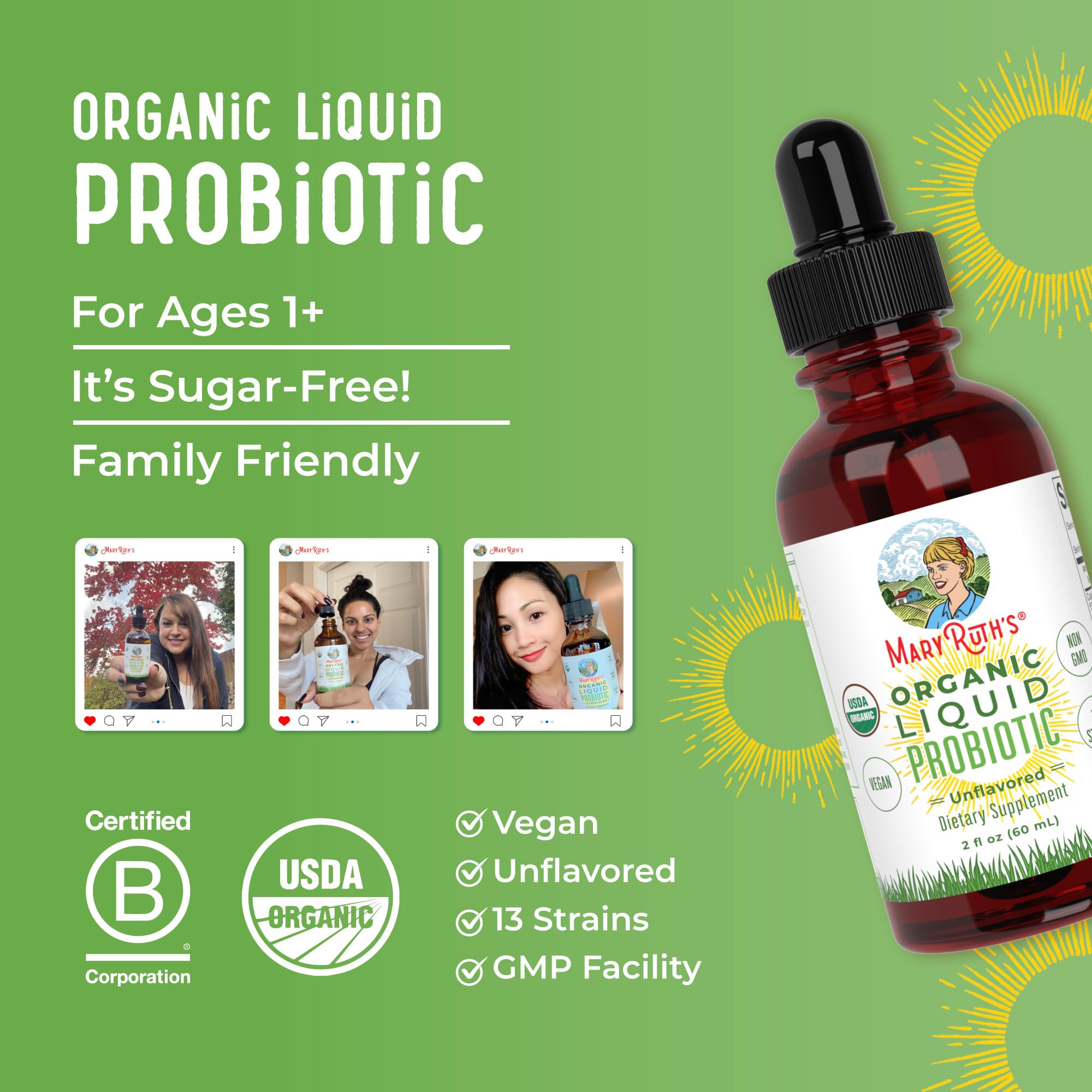 Dropper applicator with liquid probiotic