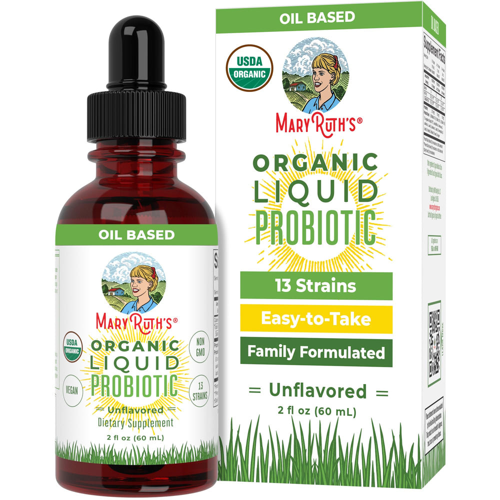 Front view of MaryRuth Organics Liquid Probiotic bottle
