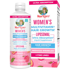 MaryRuth Organics Lustriva hair growth multivitamin bottle promoting fuller hair