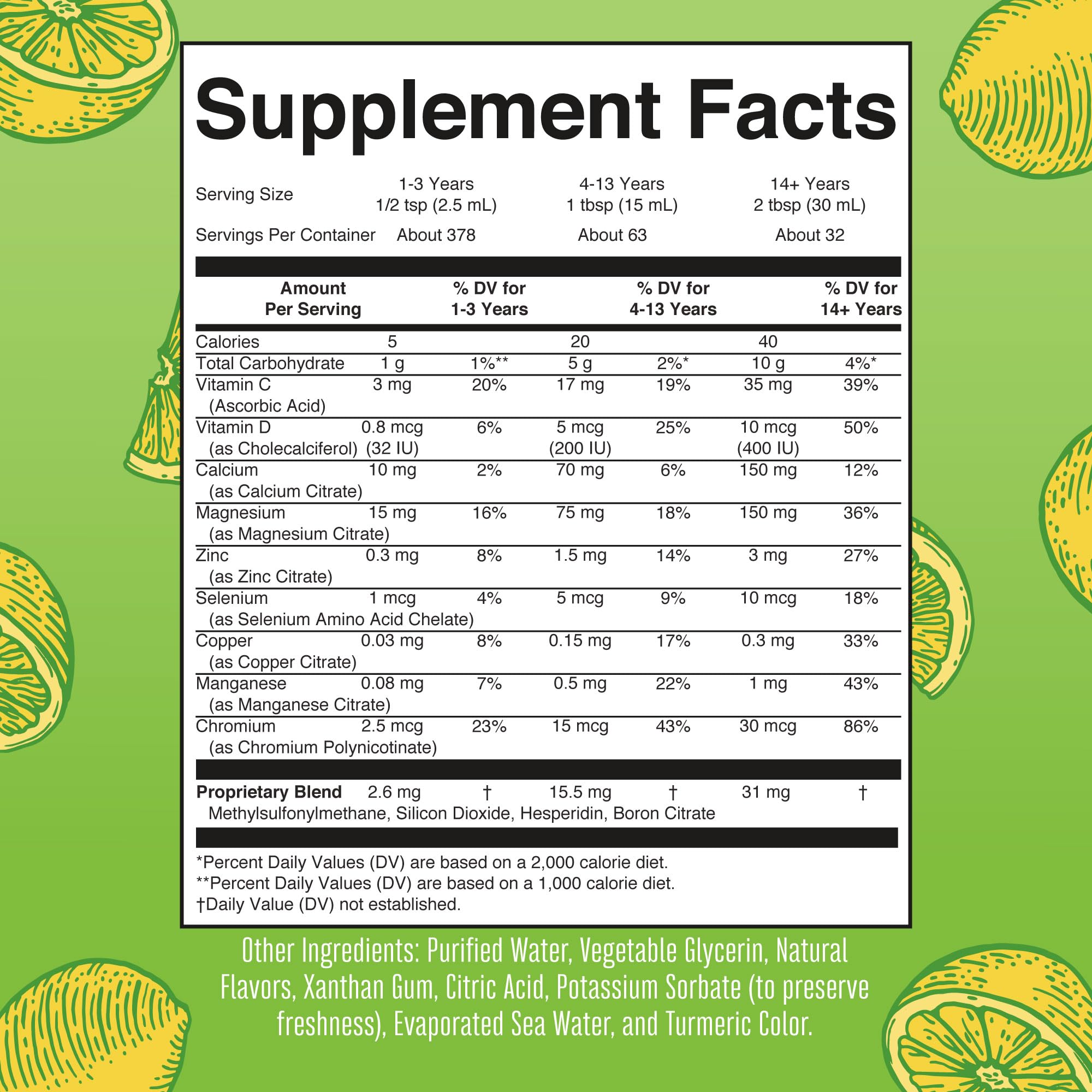 Label close-up of Nighttime Multimineral Lemonade