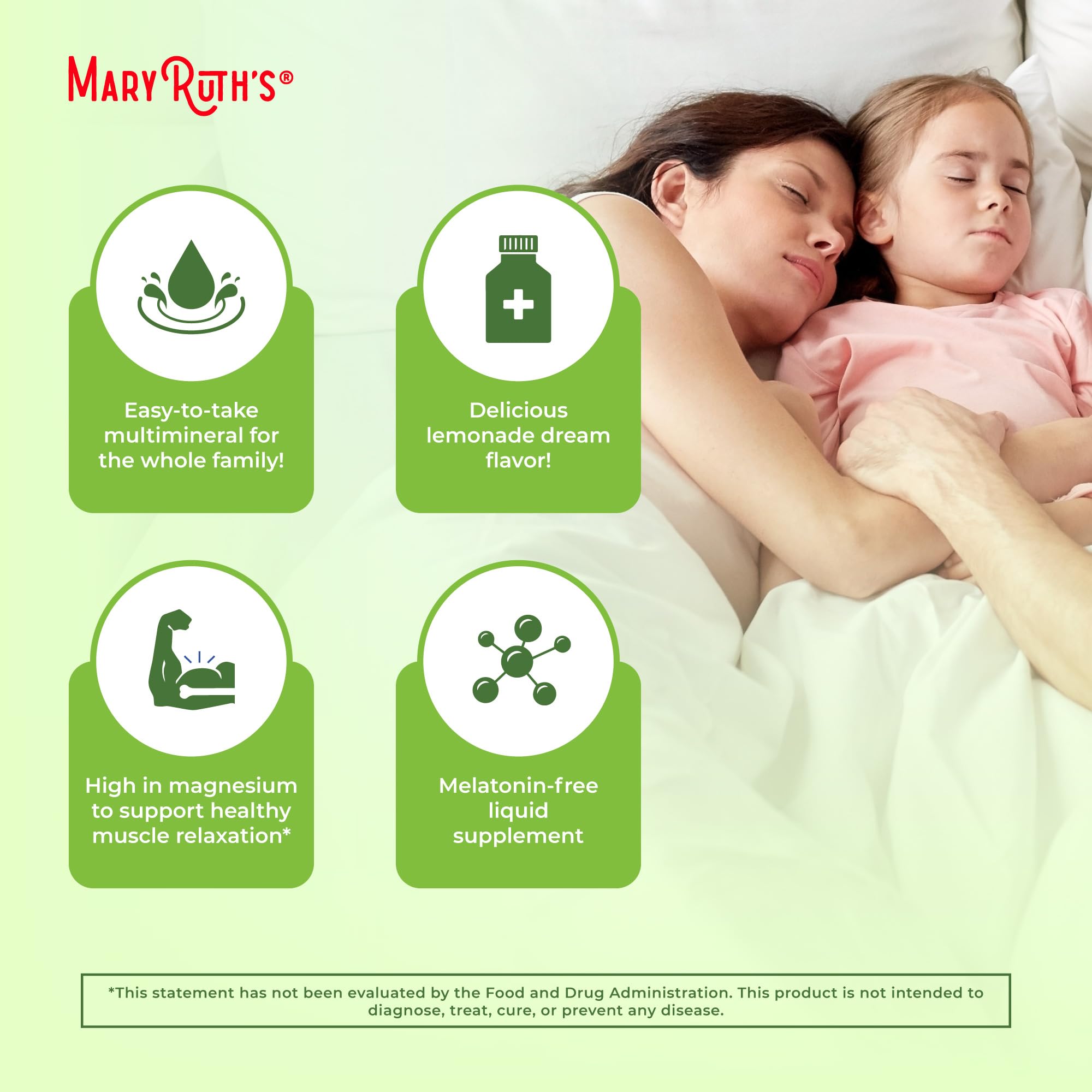 Non-melatonin nighttime multimineral claim on the bottle