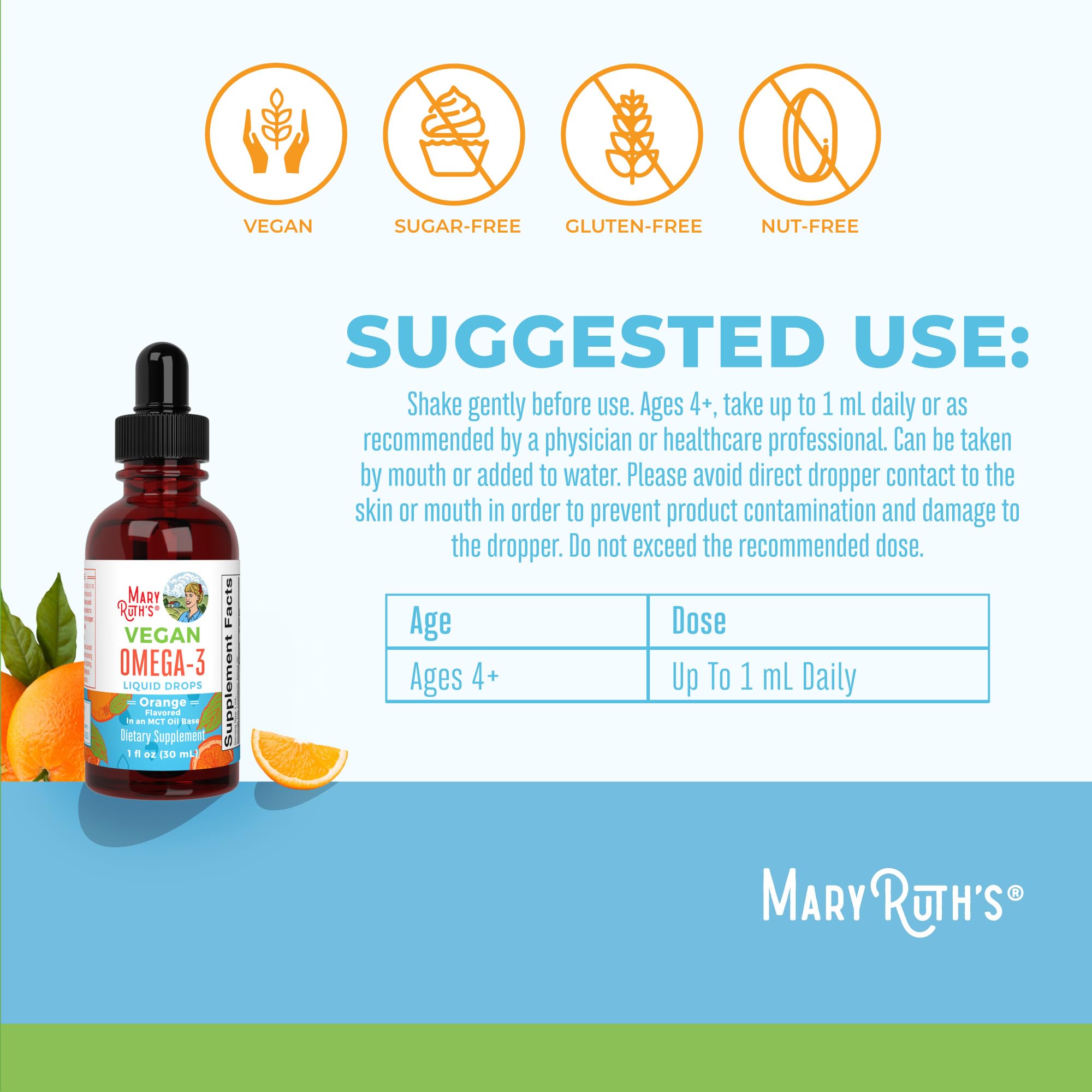 Ingredients list including algal oil, olive oil, rosemary extract