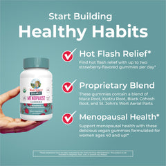MaryRuth Organics Organic Menopause Gummies bottle front emphasizes ease of use