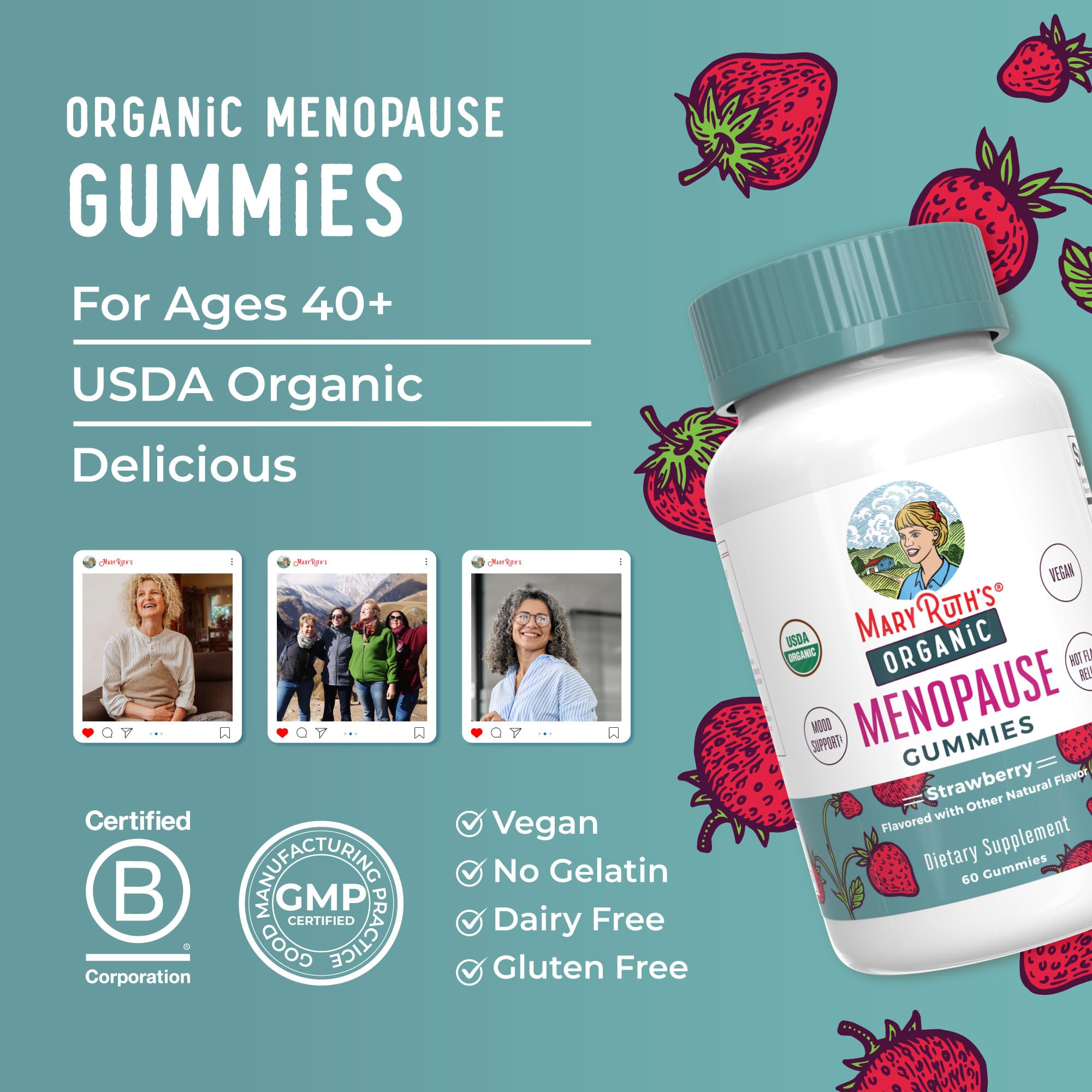 MaryRuth Organics gummies served in a dish with strawberry flavor