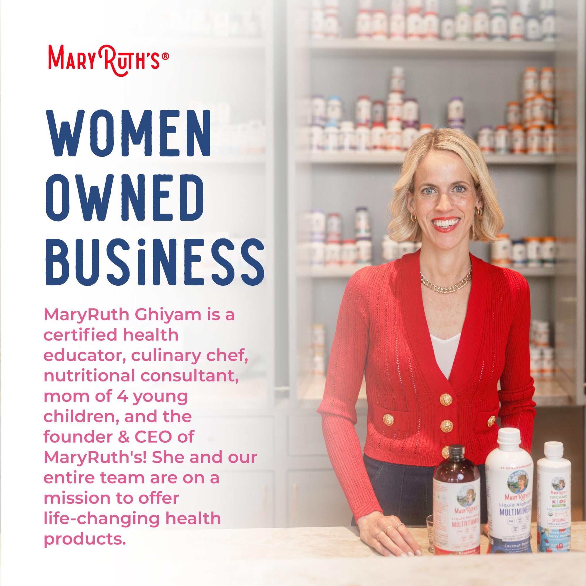 MaryRuth Organics Postnatal Probiotics vegan, non-GMO packaging