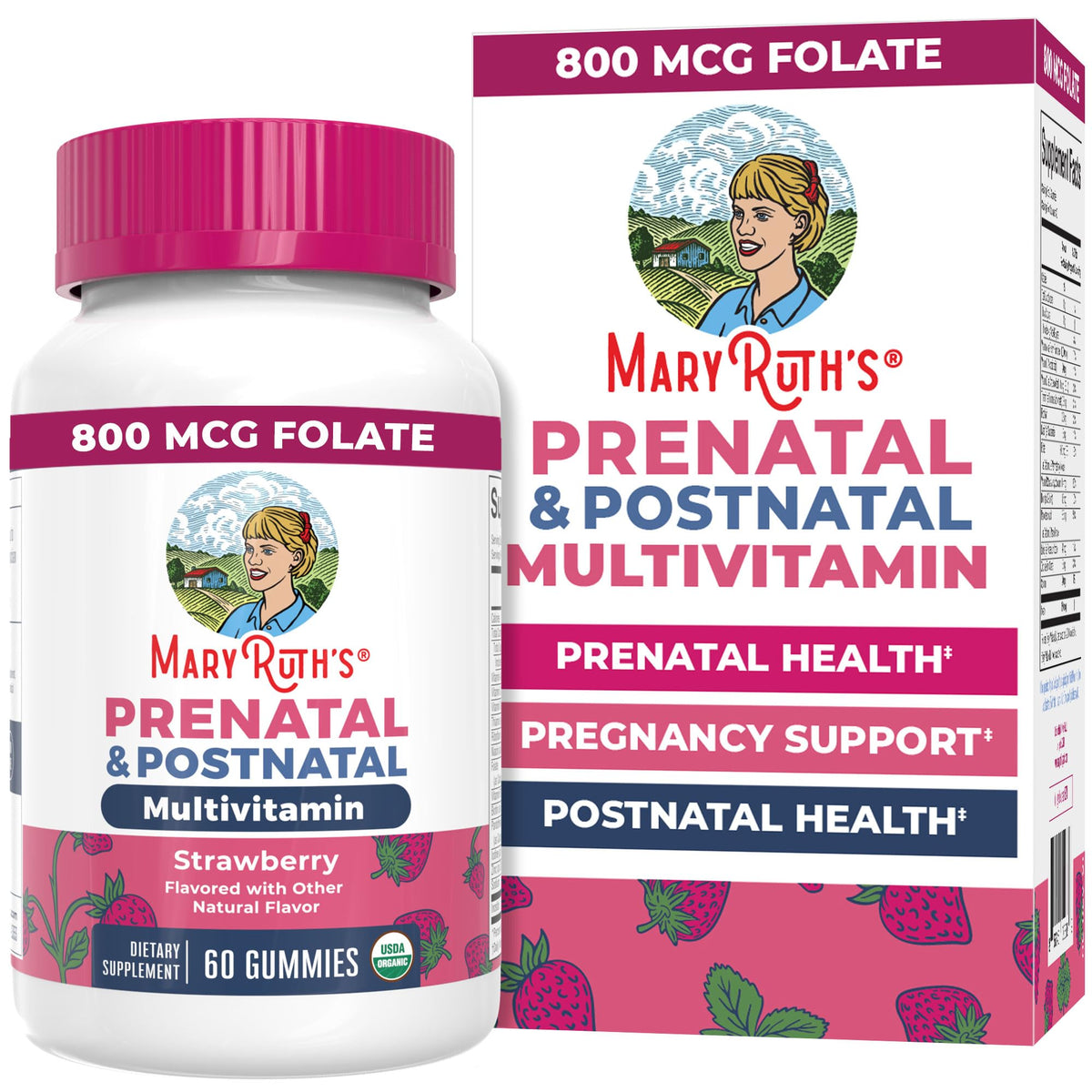 MaryRuth Organics Prenatal Vitamins bottle with label - front view