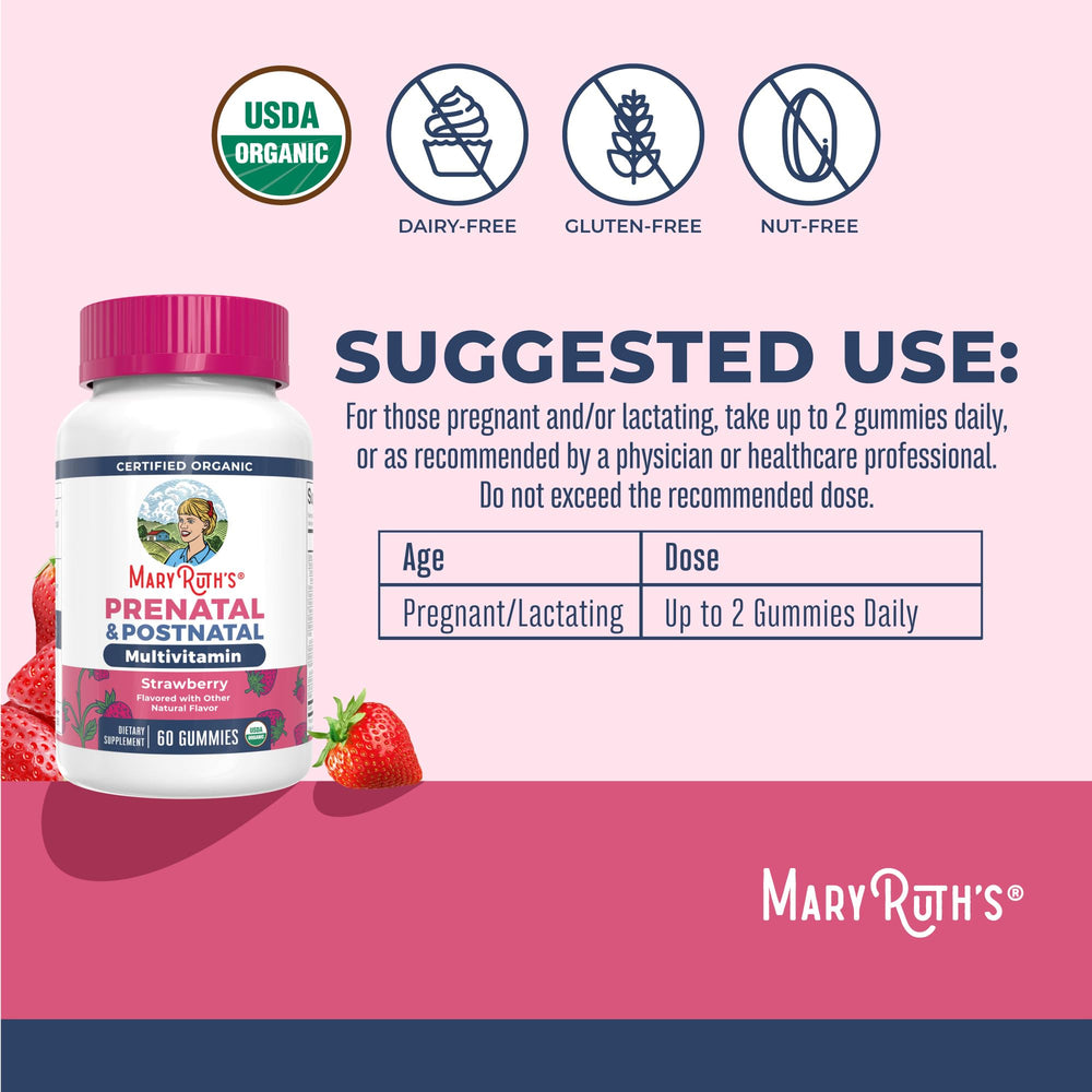 USDA Organic certification badge on MaryRuth Prenatal vitamins