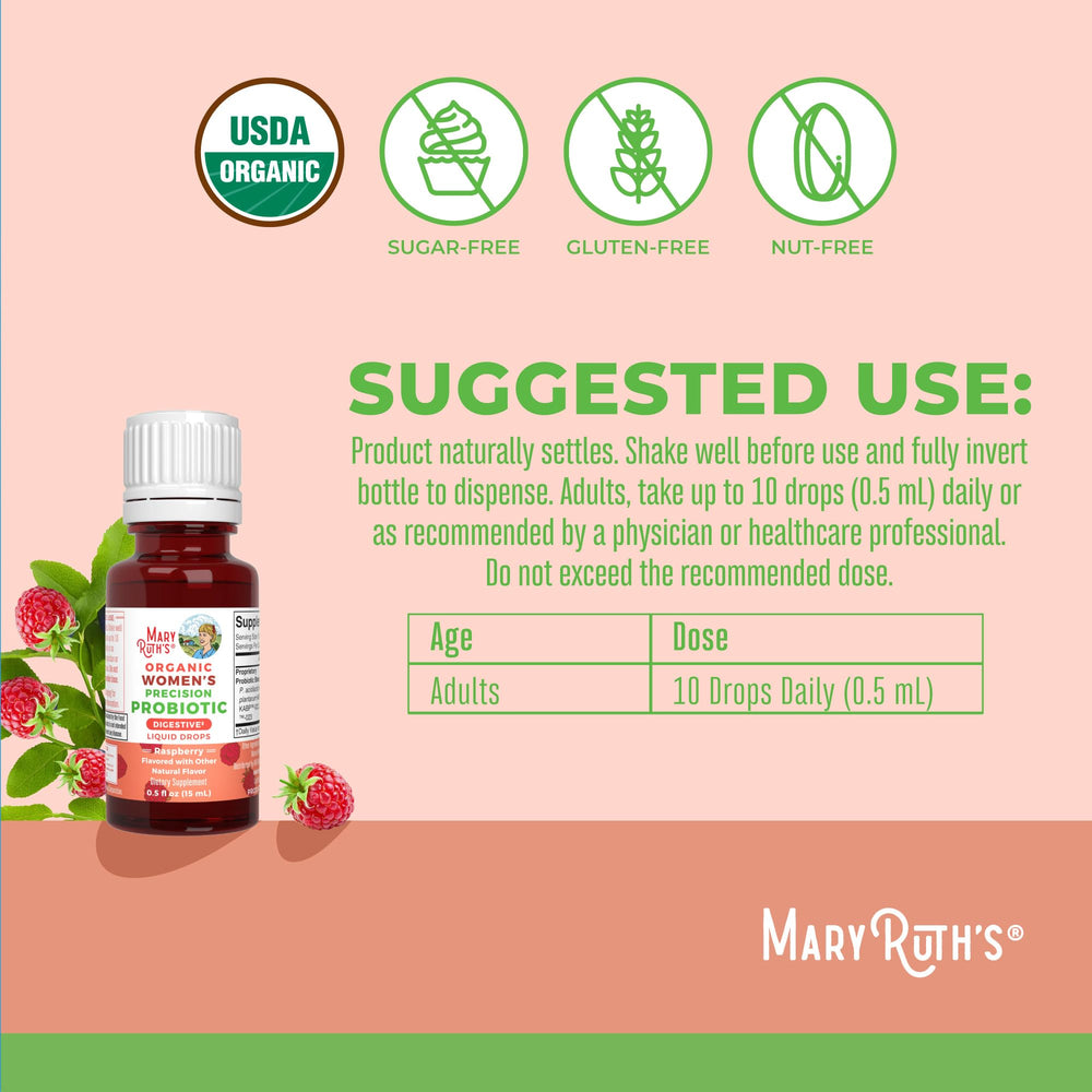 MaryRuth Organic Women's Precision Probiotic Drops label
