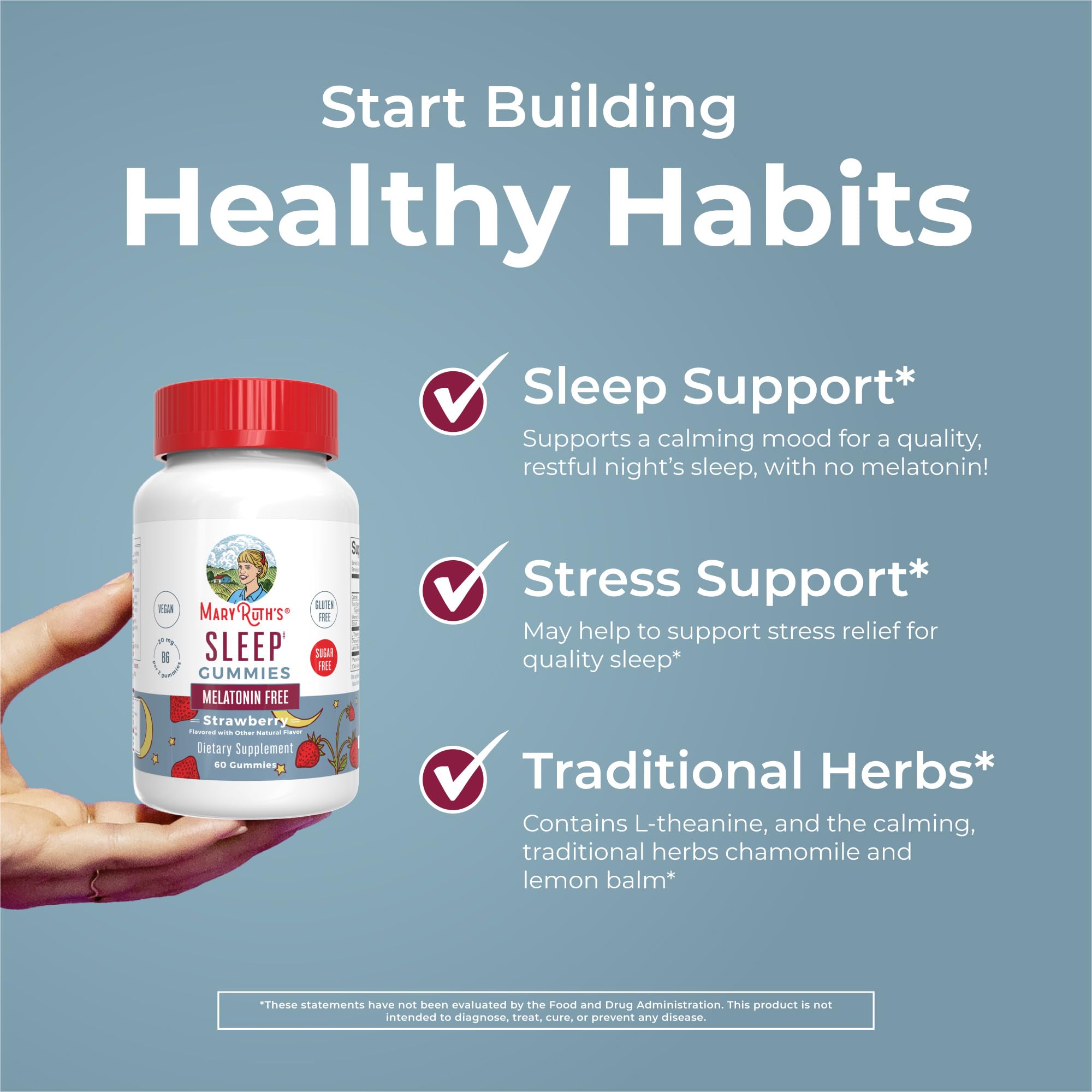 60-count bottle of MaryRuth Sleep Gummies