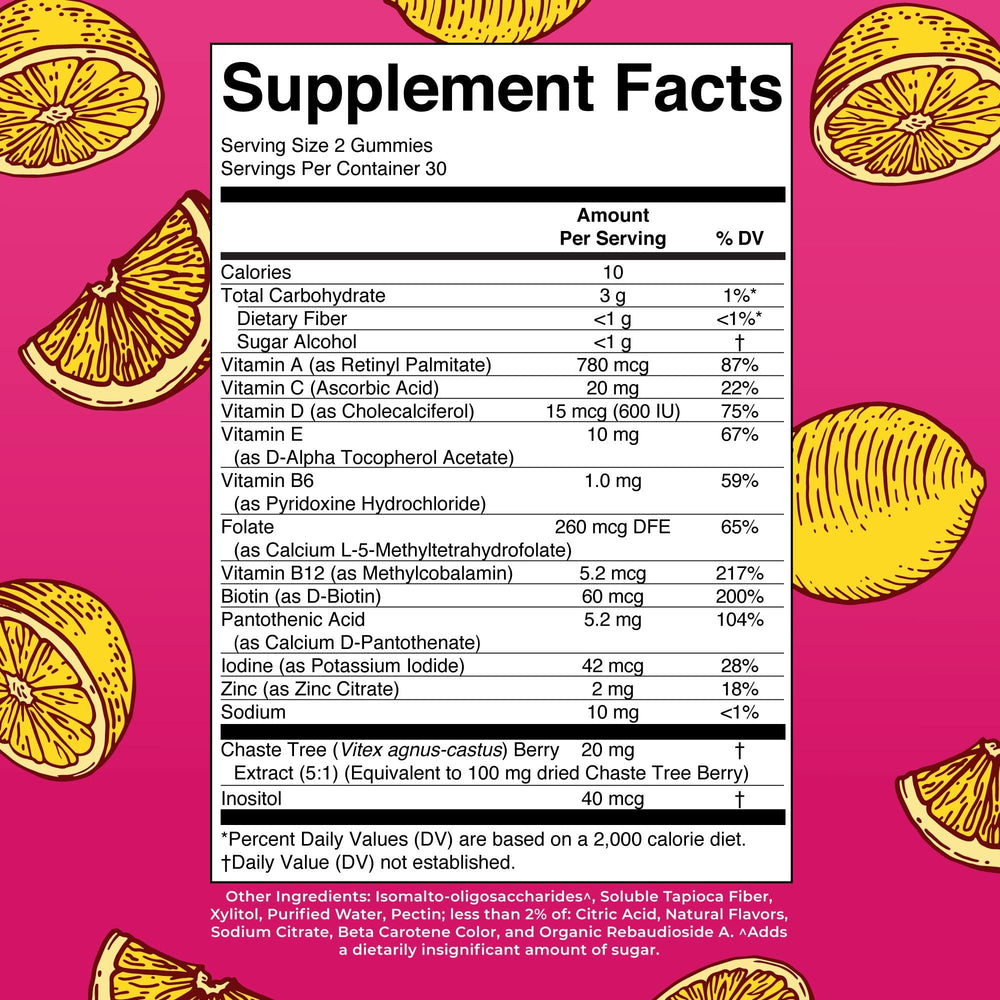 Close-up of label showing Sugar Free and Vegan symbols