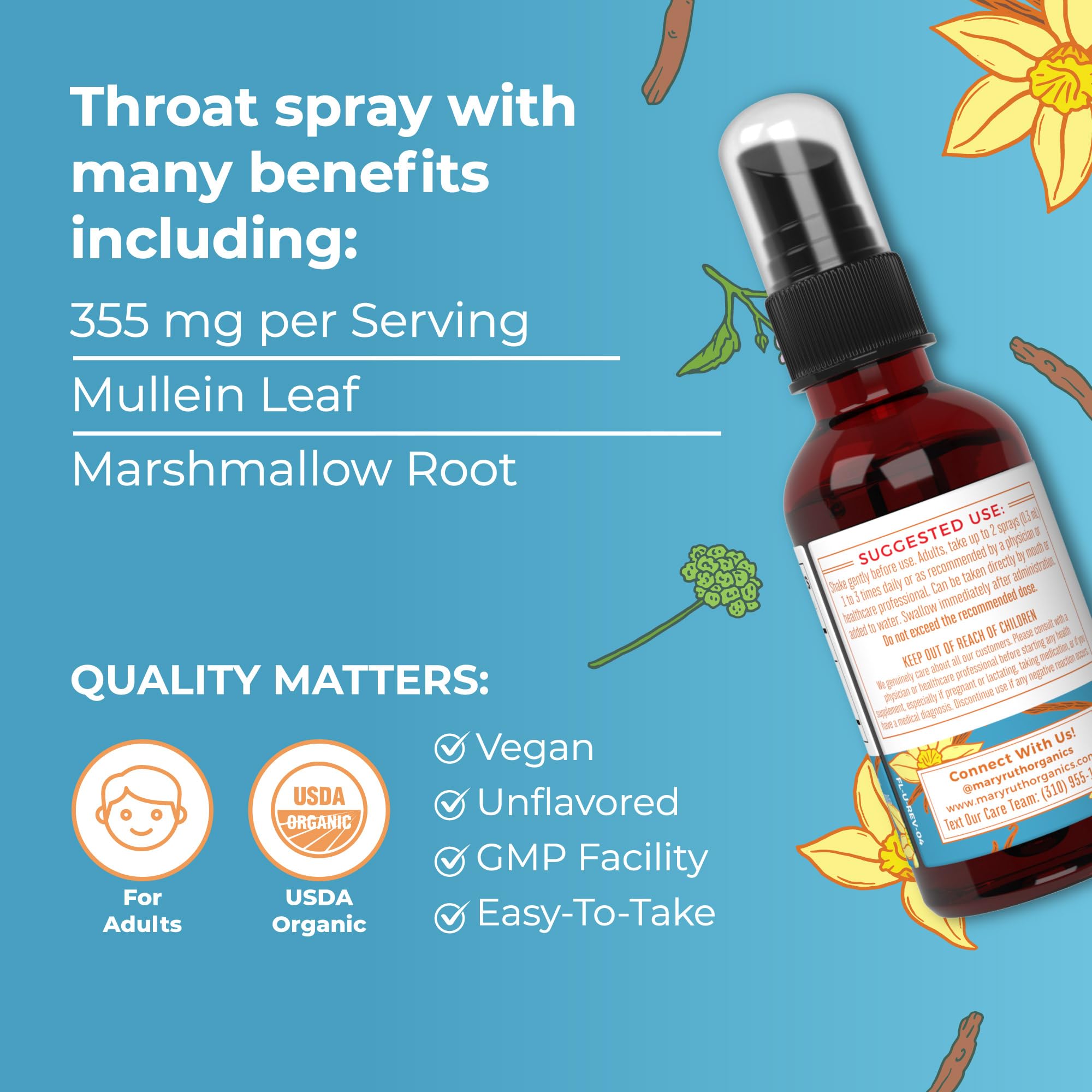 USDA Organic label on throat spray bottle