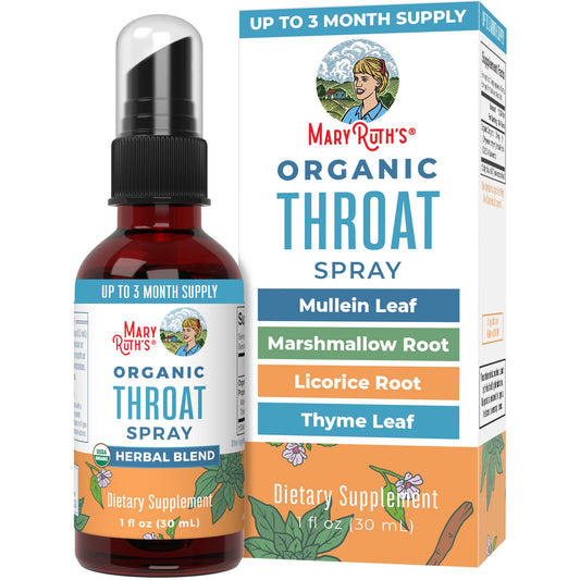 MaryRuth Organics Throat Spray vanilla flavor bottle