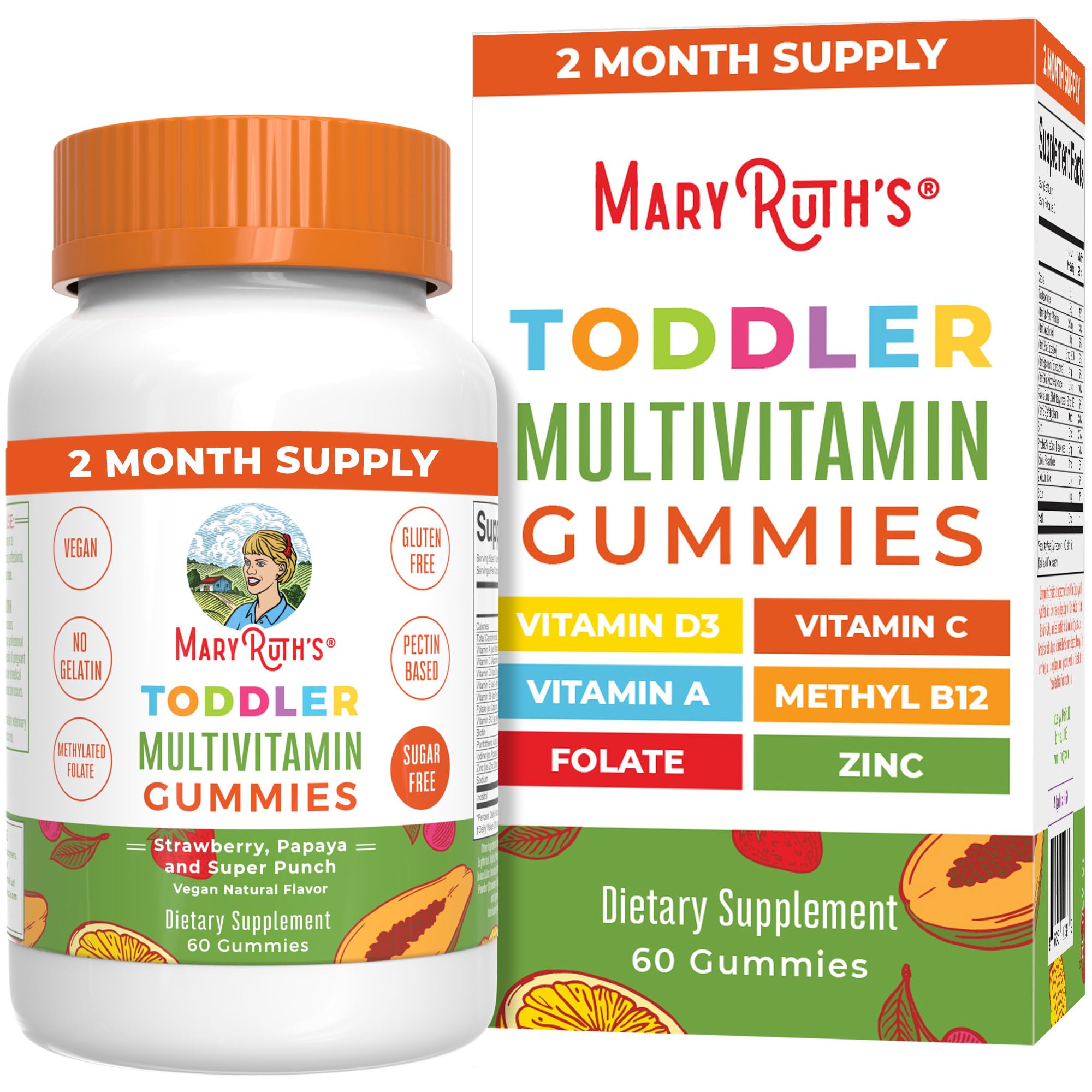MaryRuth Organics Toddler Multivitamin Gummies bottle front label, 60-count