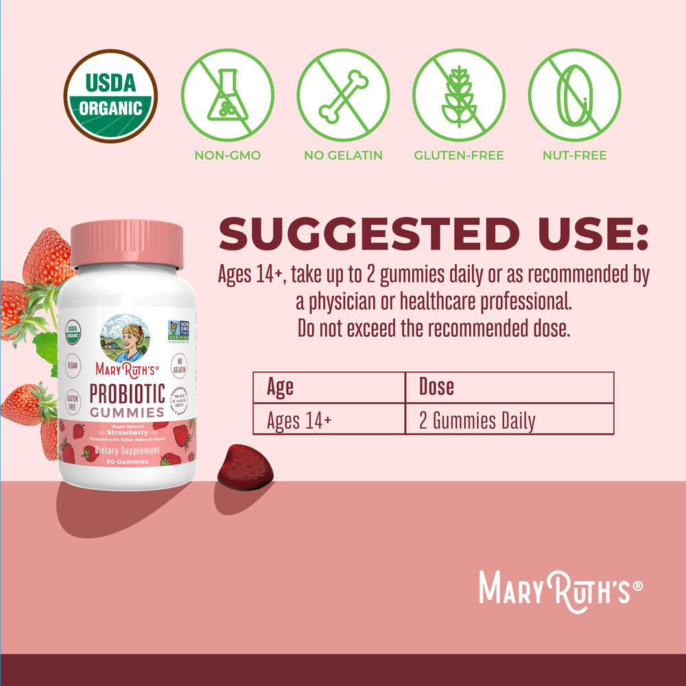 Front label of MaryRuth Organics Probiotic Gummies bottle