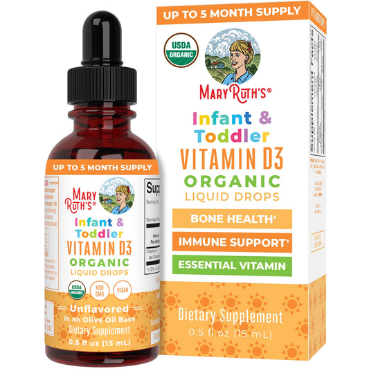 MaryRuth Organics USDA Organic Vitamin D Drops D3 liquid for infants and toddlers, 90-150 servings