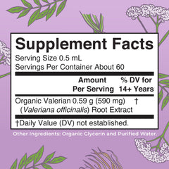 Close-up of MaryRuth Valerian Root Liquid Drops bottle