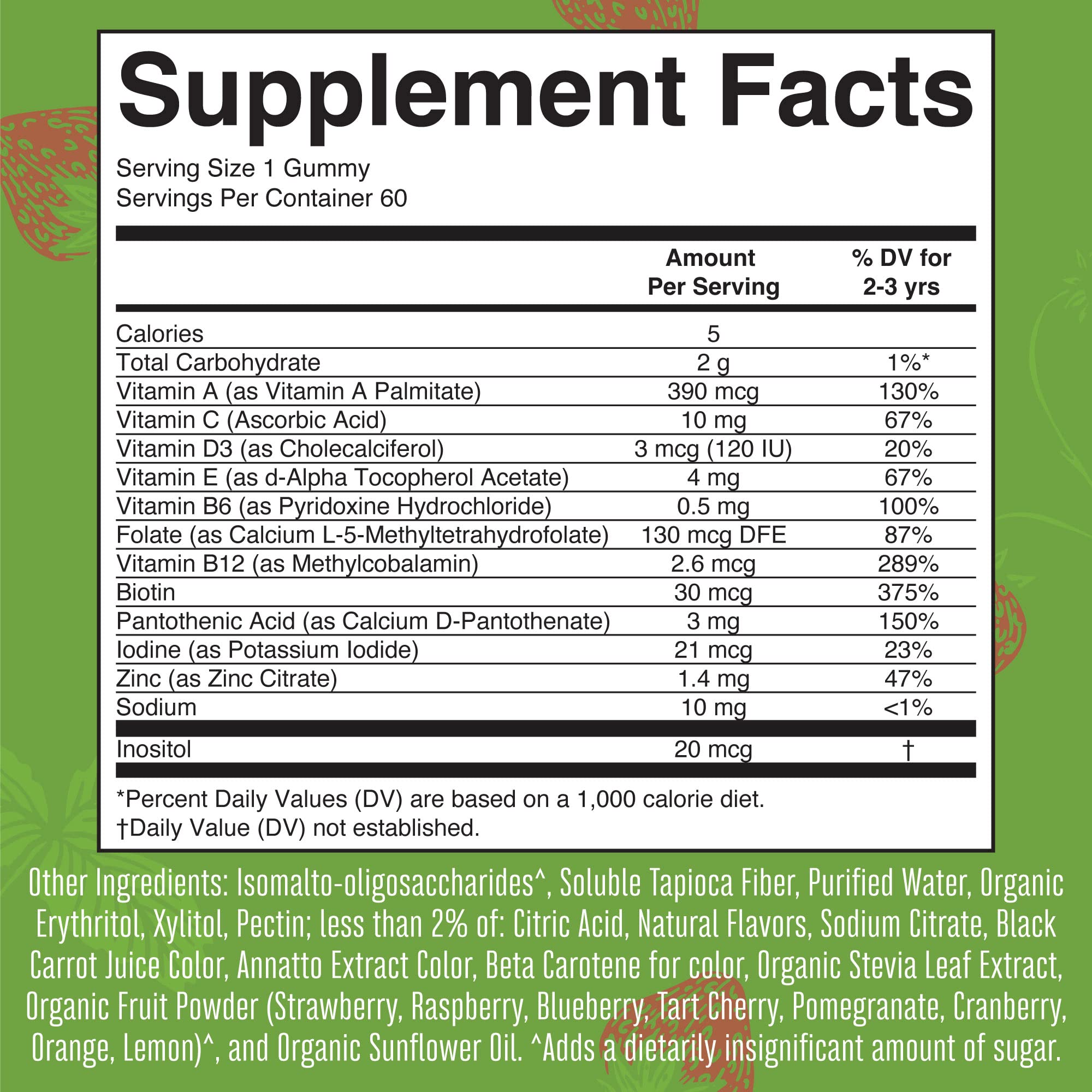 Non-GMO, gelatin-free, pectin-based MaryRuth Organics ingredients