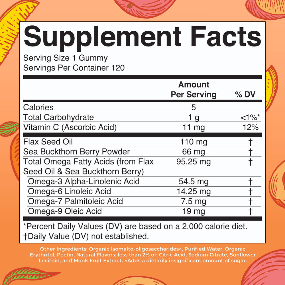 Gummies bottle side view with 120 count label