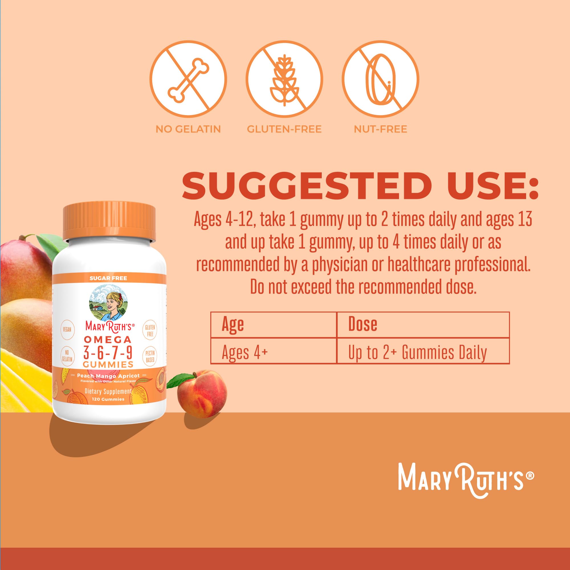 Close-up of Peach Mango Apricot flavored gummies