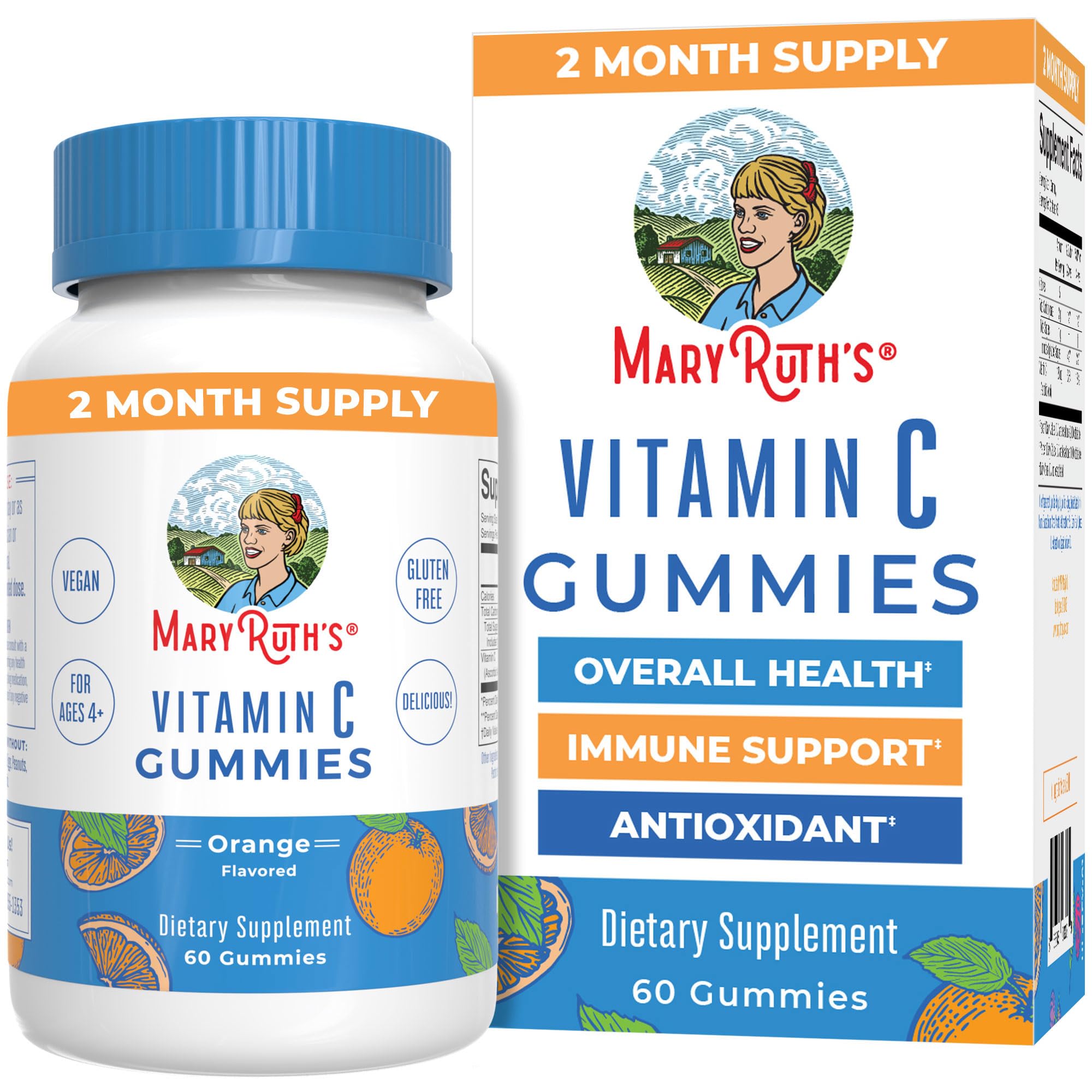 Bottle of MaryRuth Organics Vegan Vitamin C Gummies, 60-count