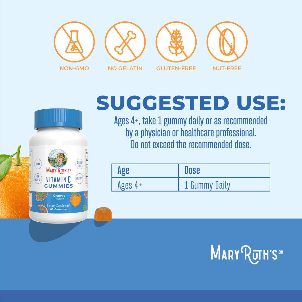 Ingredients and supplement facts for MaryRuth Vitamin C Gummies