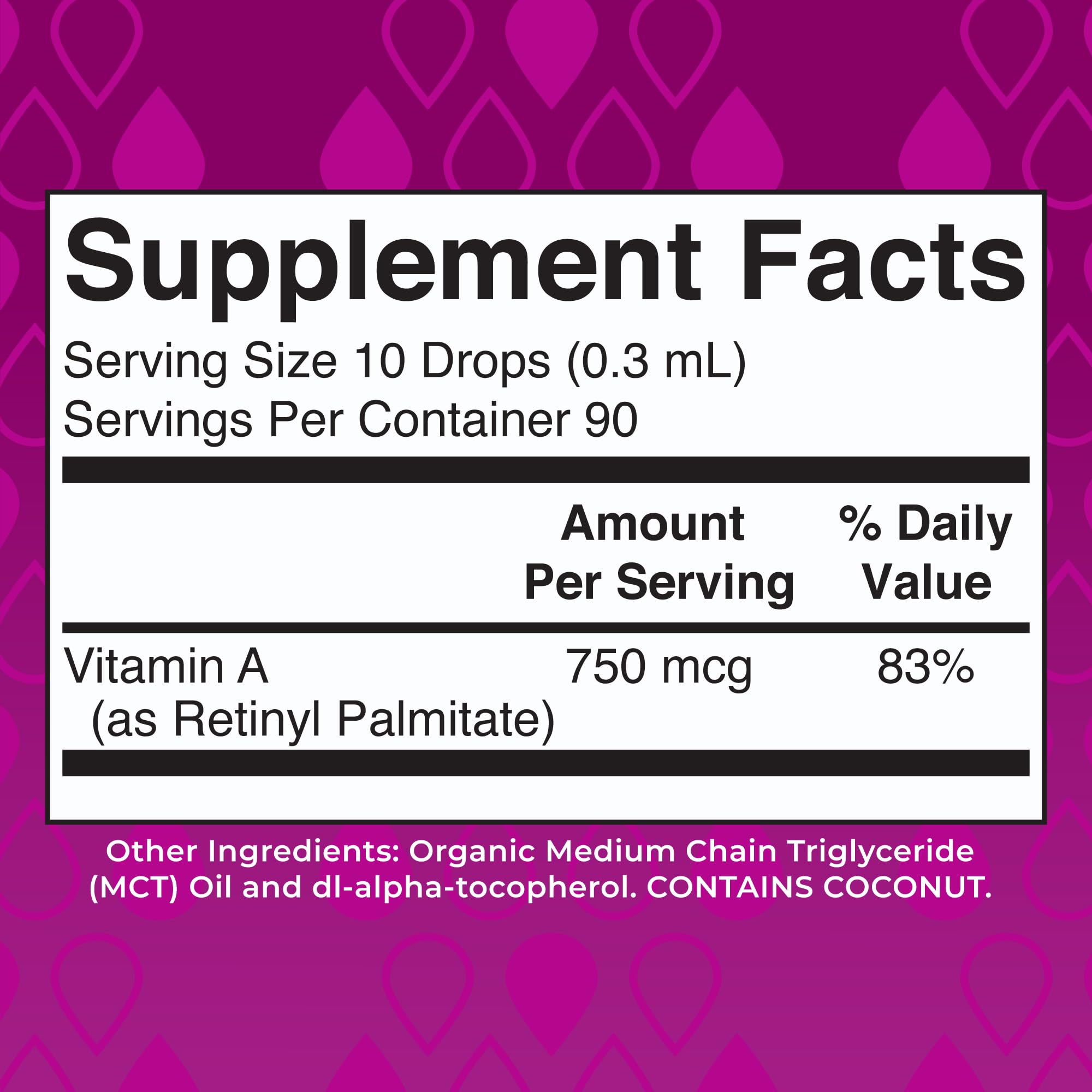 MaryRuth Organics Vitamin A Liquid Drops 1 oz bottle side view