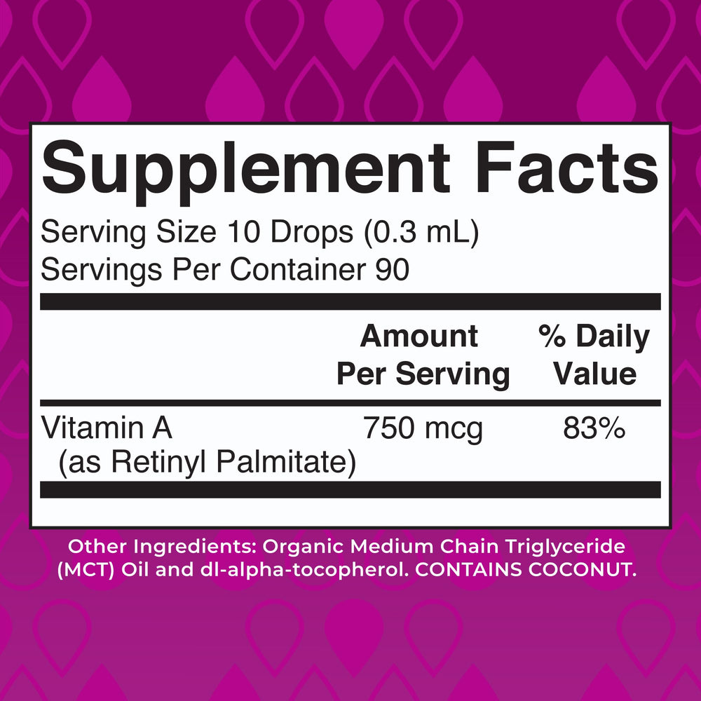 MaryRuth Organics Vitamin A Liquid Drops 1 oz bottle side view