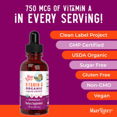 Ingredients panel of Vitamin A Liquid Drops