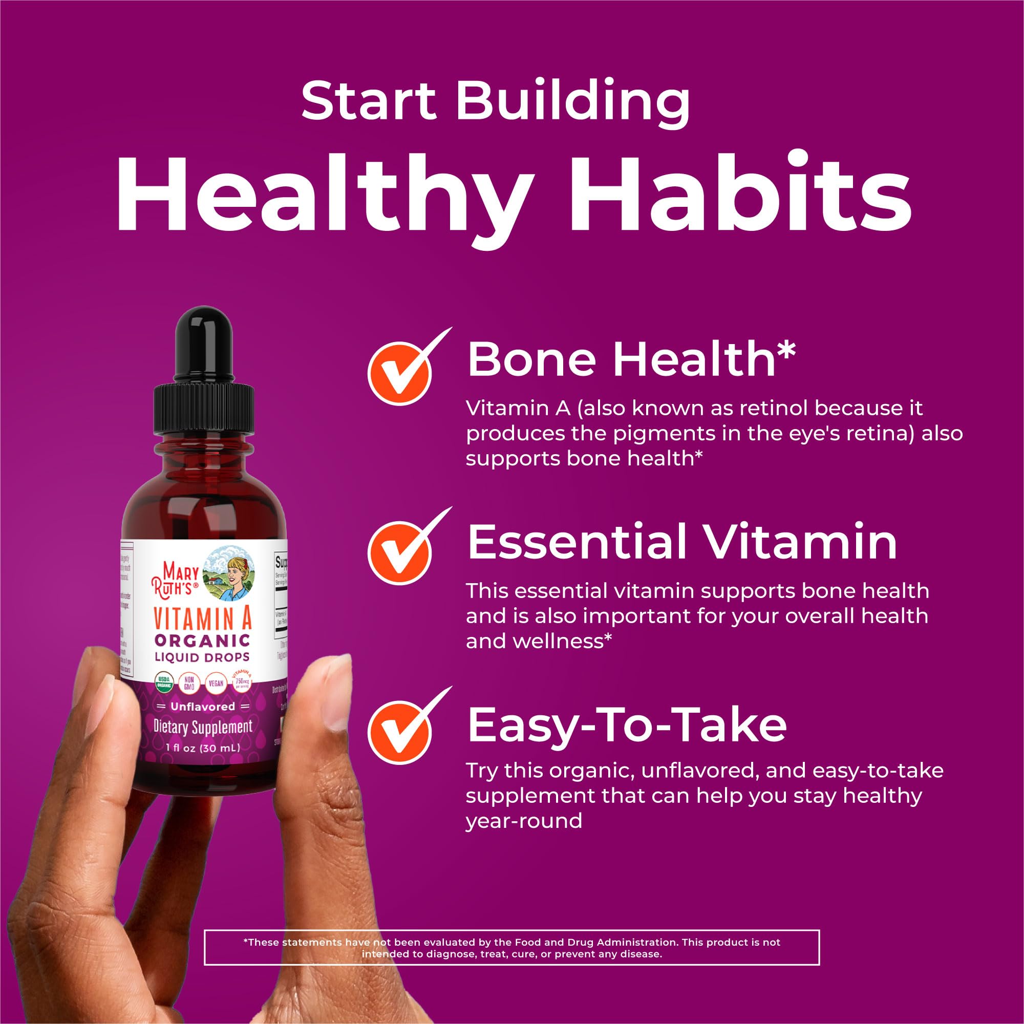 Vitamin A Organic Liquid Drops label English