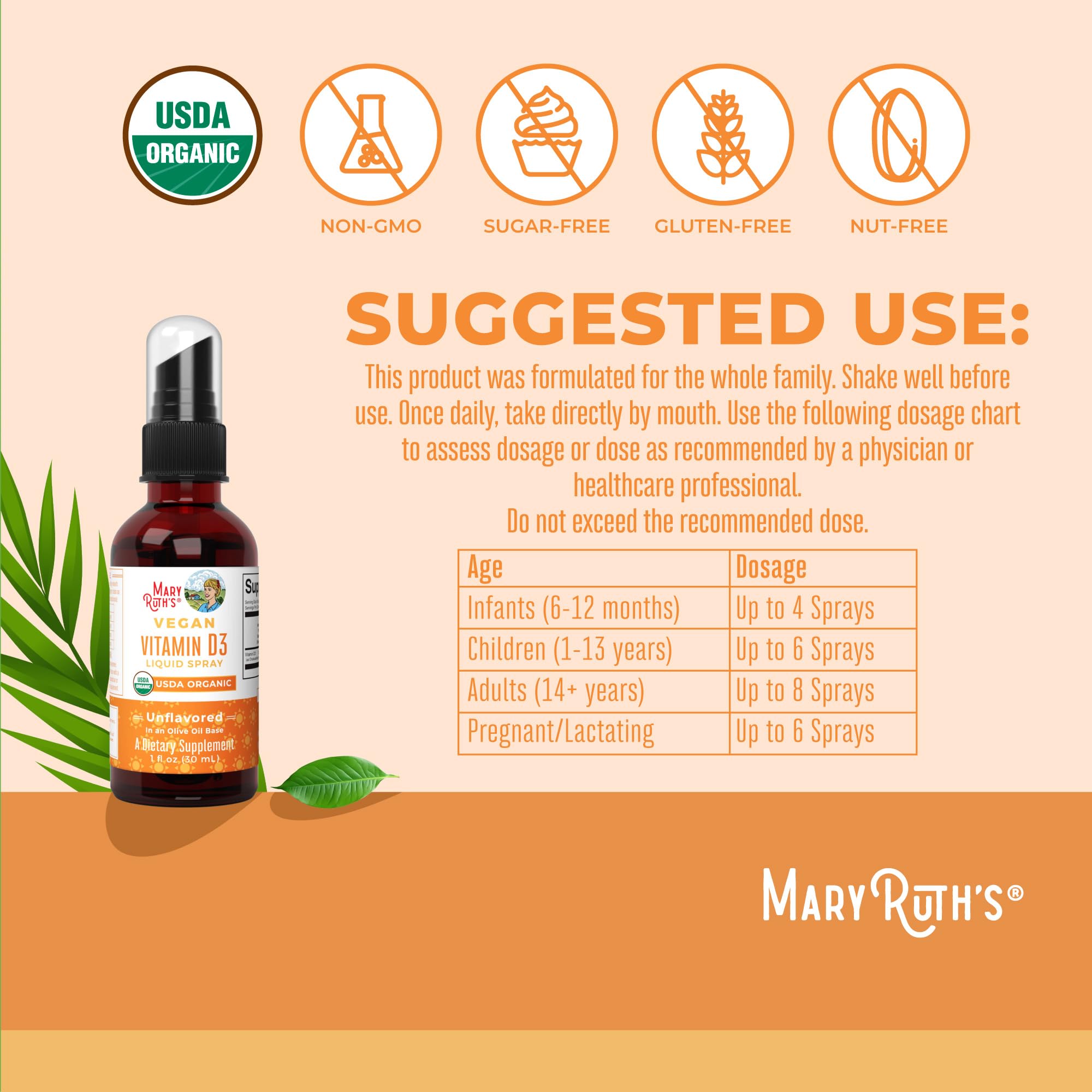 Unflavored Vitamin D3 drops ingredient profile