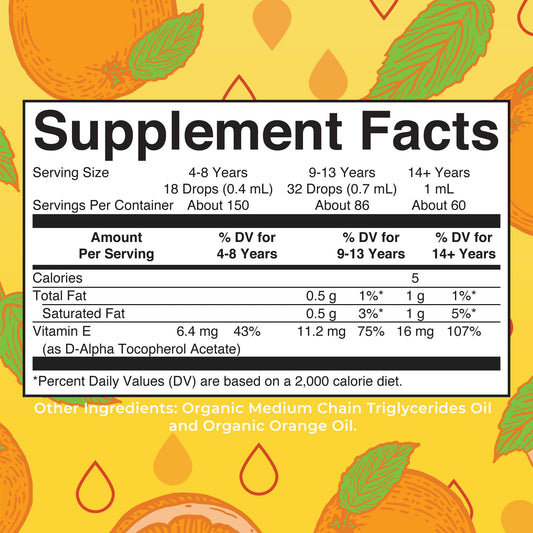 Back view of MaryRuth Organics Vitamin E bottle with label