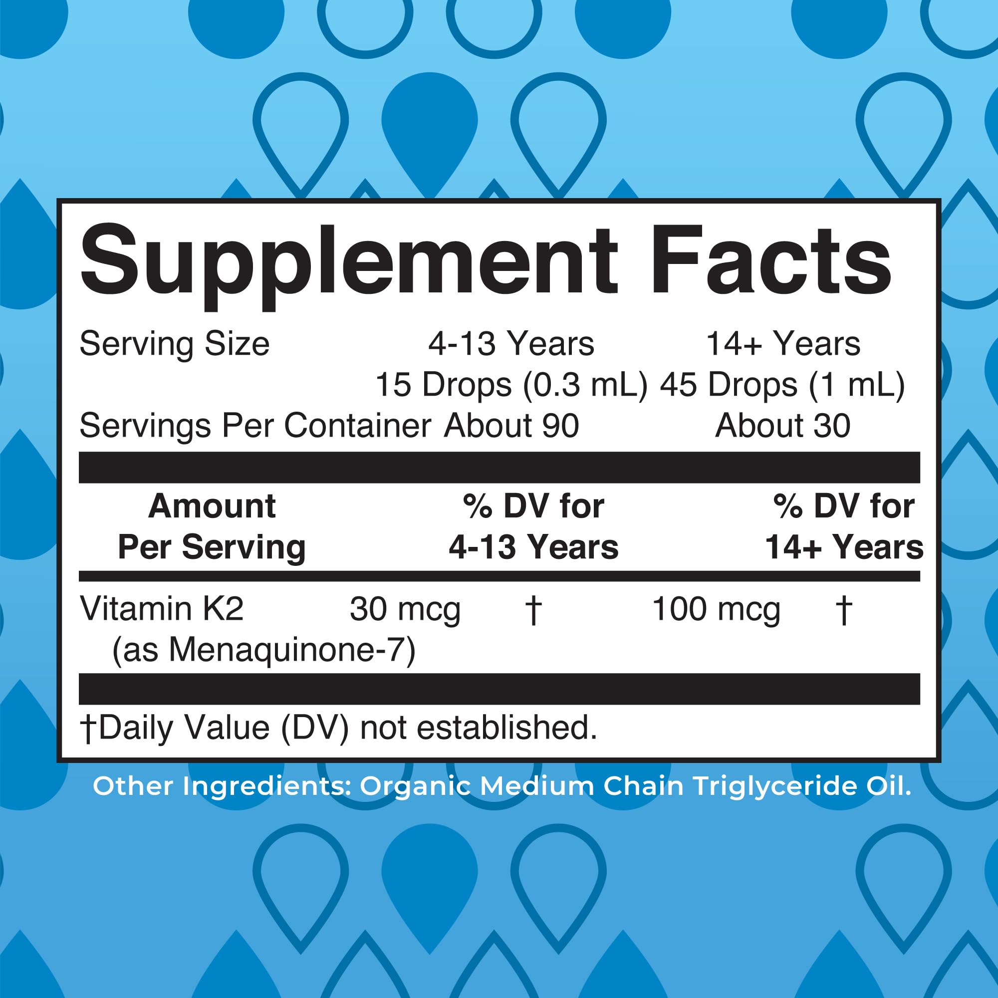 Label of MaryRuth Organics Vitamin K2 MK-7 liquid drops