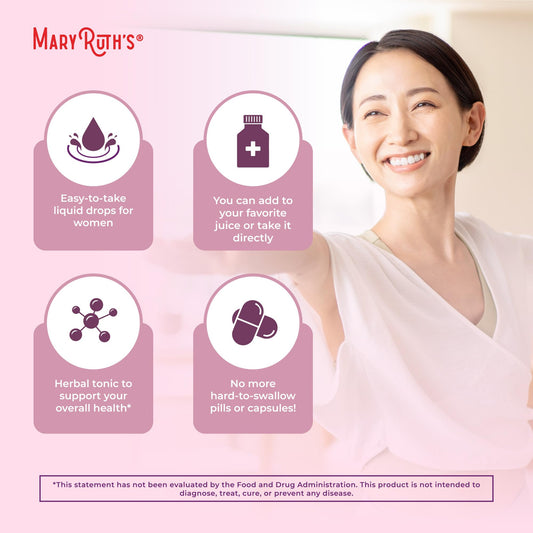 MaryRuth Organics Women's Wellness drops bottle side view