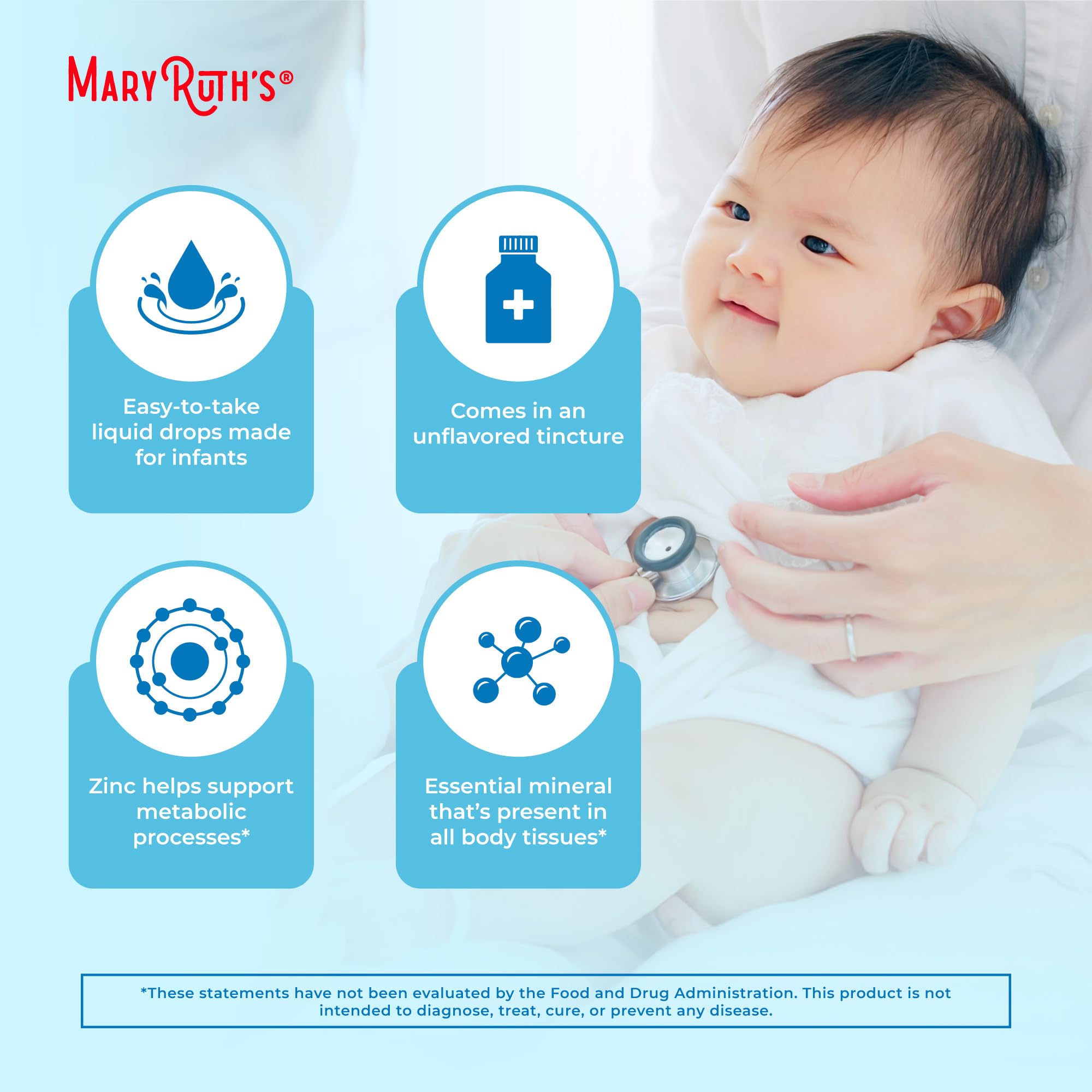 Nutrition information on MaryRuth's zinc drops label