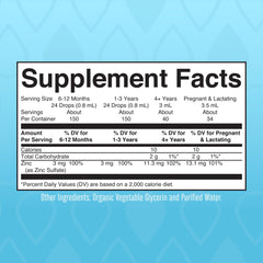 Ionic zinc drops with 3 mL serving (4 pumps)