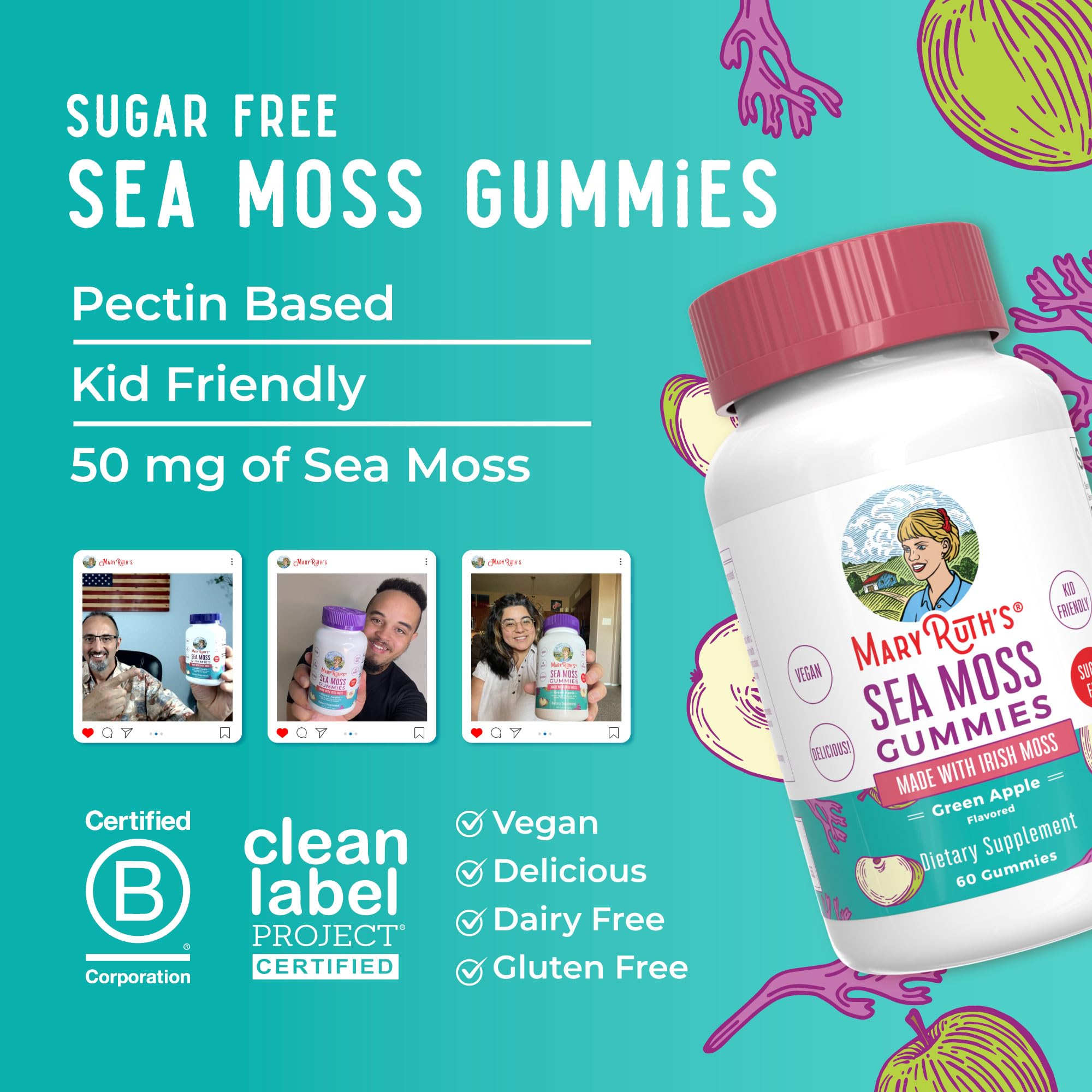 Vegan plant-based Sea Moss Gummies illustration