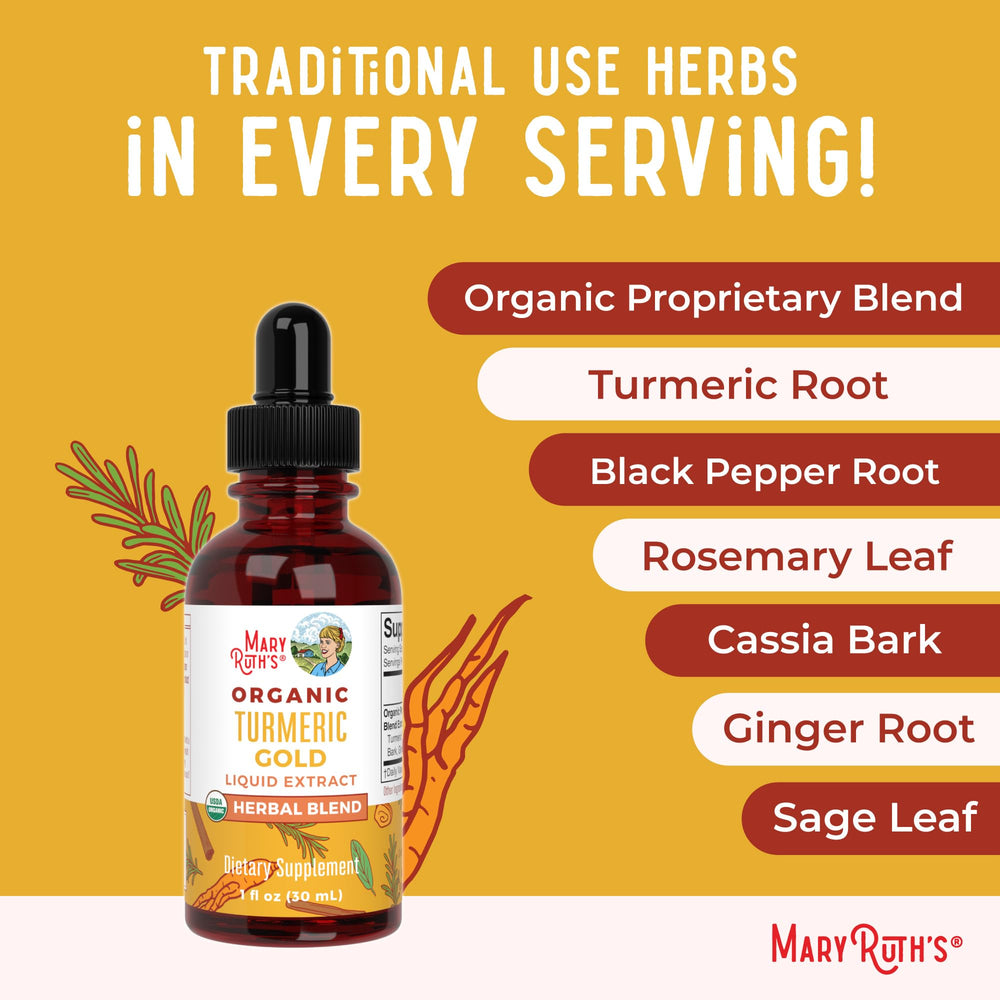 1 oz bottle size of MaryRuth Turmeric Gold Liquid Drops